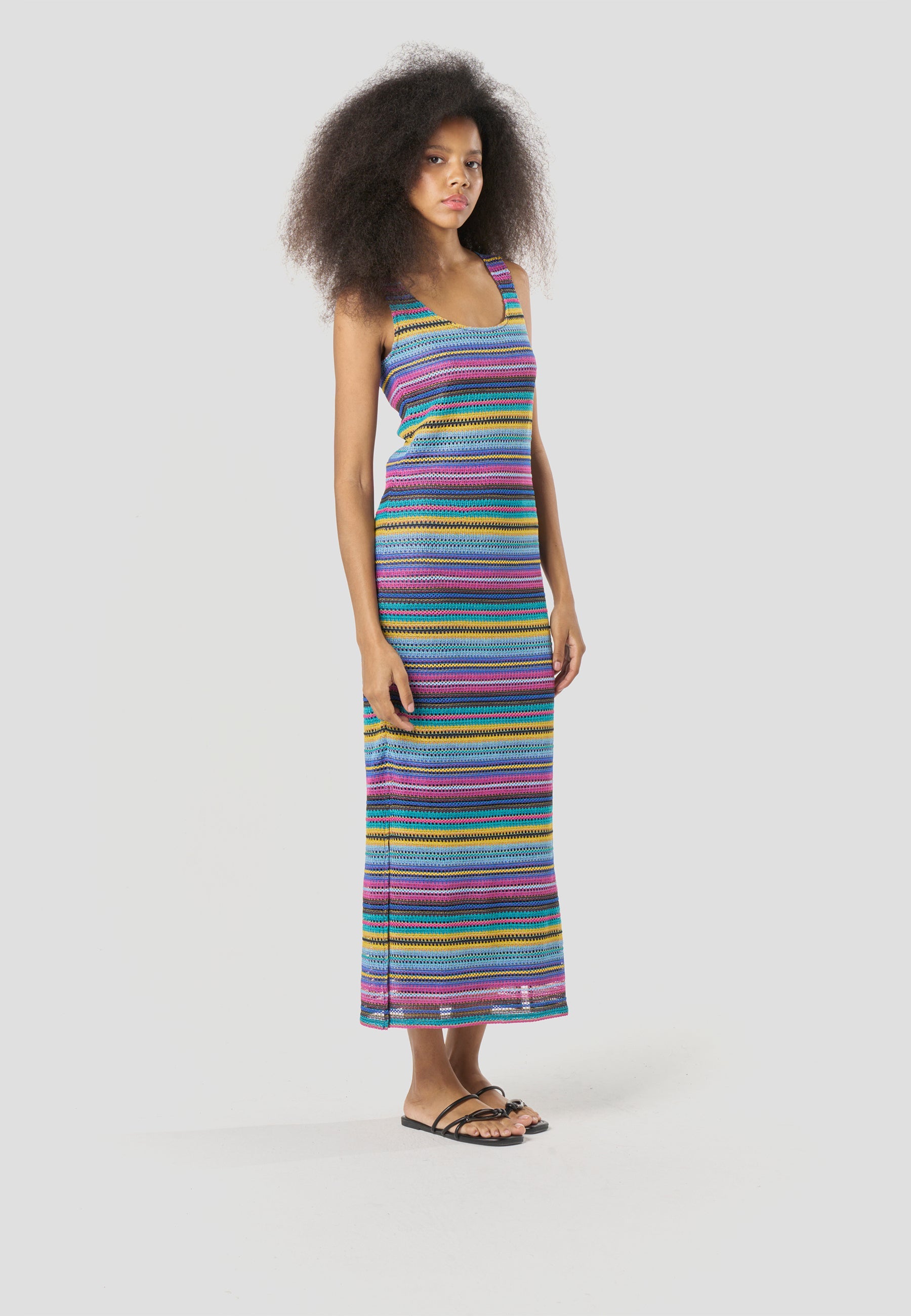 Vestido Largo Mujer Punto Rayas Tirantes – Koroshi 2612VS42