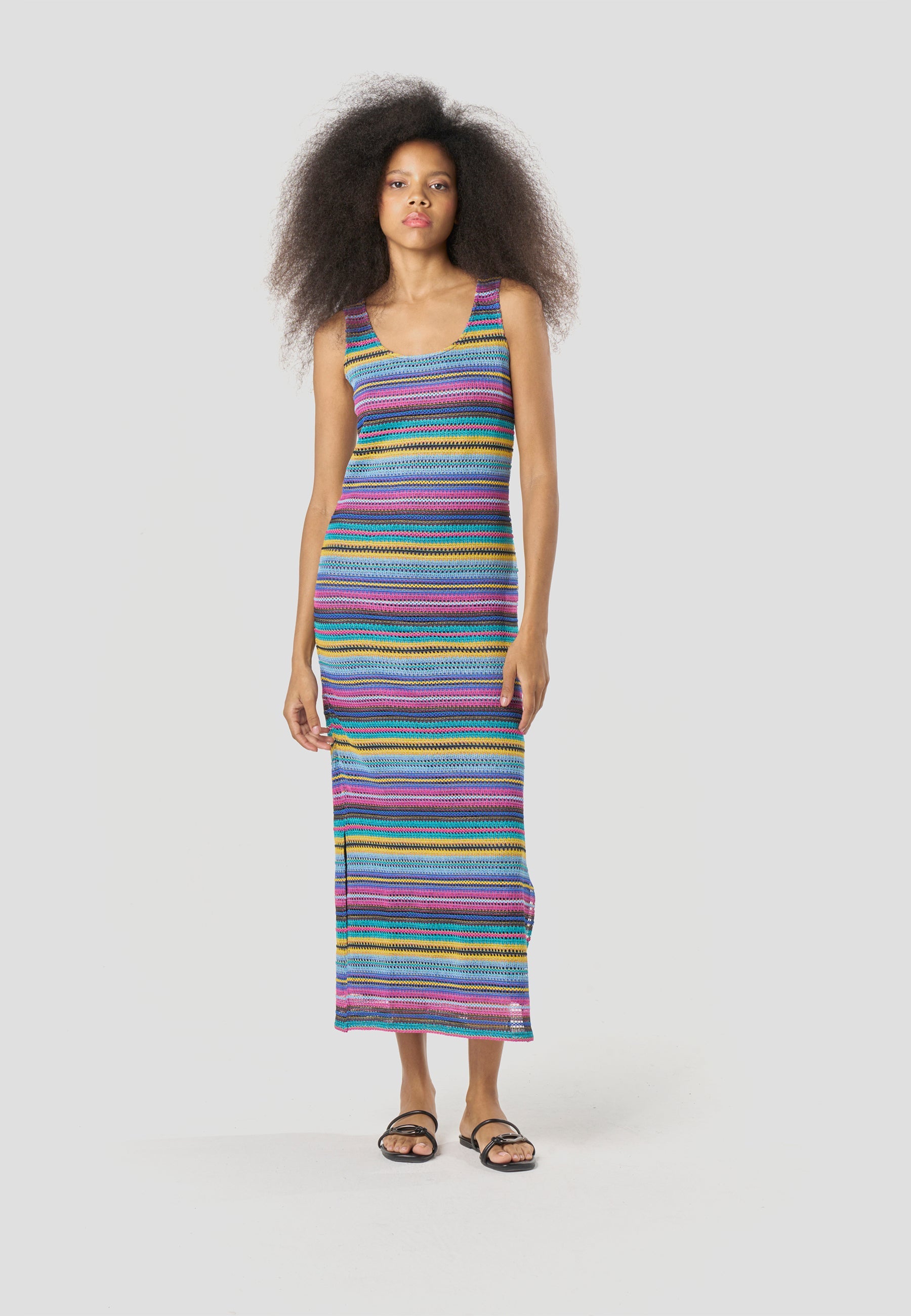 Vestido Largo Mujer Punto Rayas Tirantes – Koroshi 2612VS42