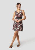 Vestido Mujer Corto Estampado Floral Escote Cruzado – Koroshi Crudo