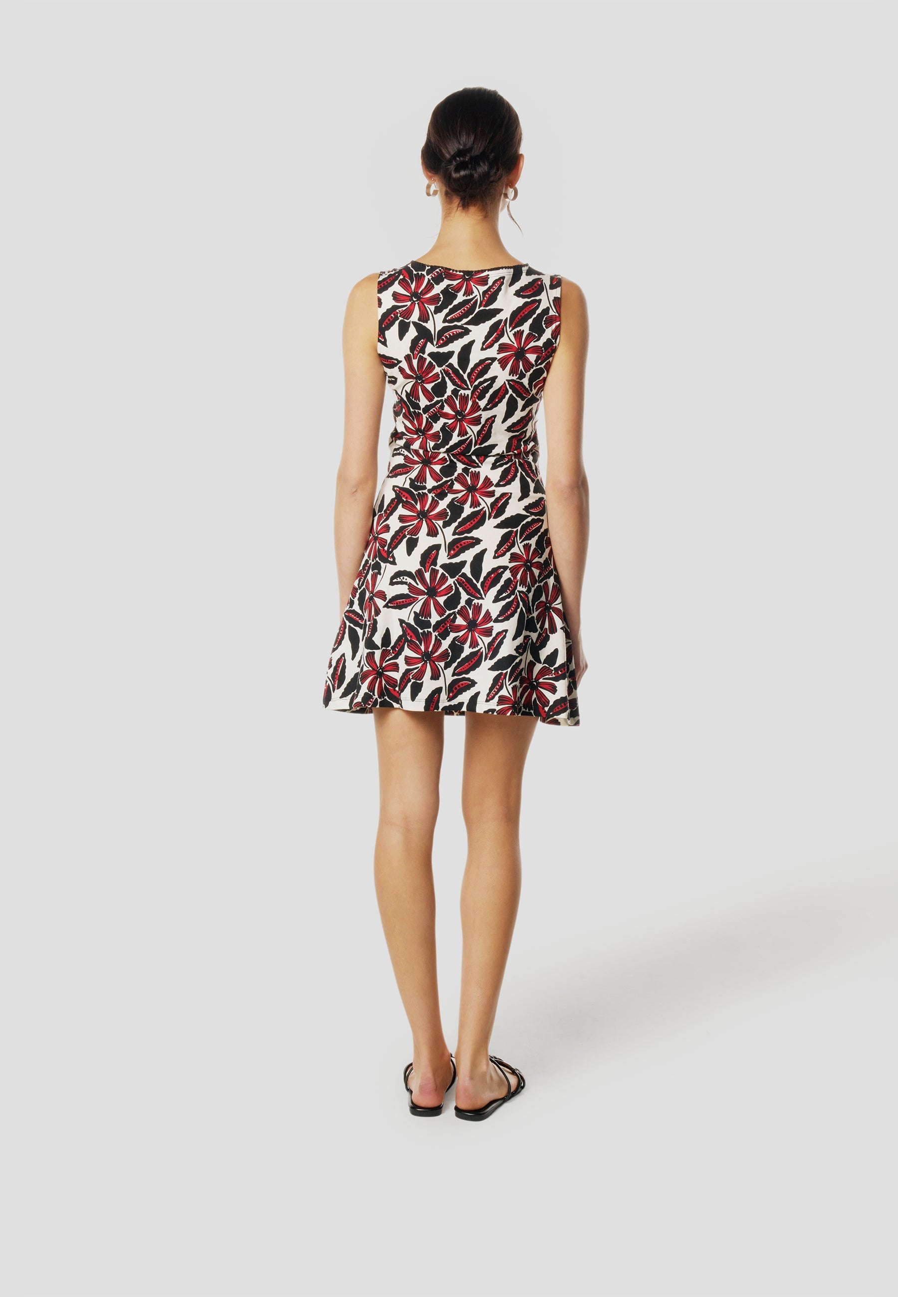 Vestido Mujer Corto Estampado Floral Escote Cruzado – Koroshi Crudo