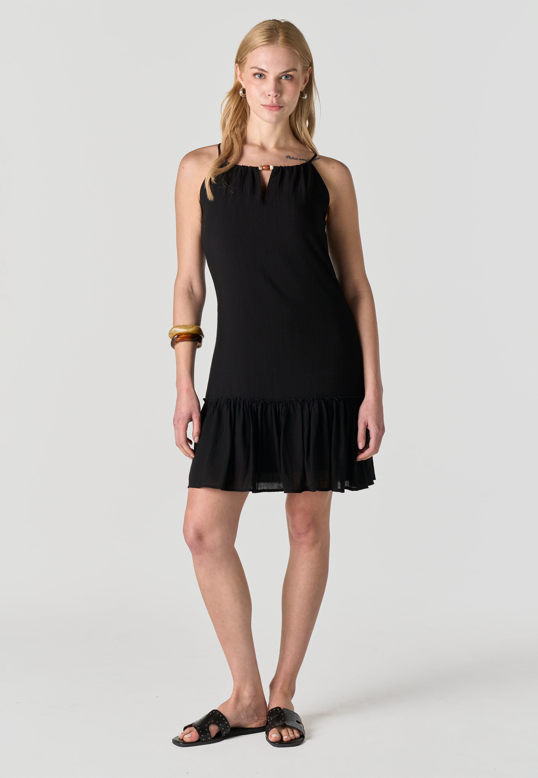 Vestido Mujer Corto Escote Halter – Koroshi Negro