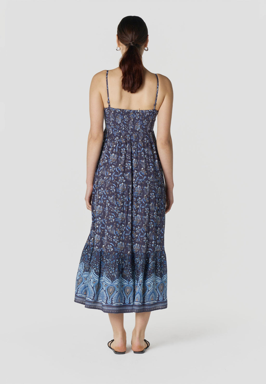 Vestido Mujer Largo Tirantes Estampado Floral – Koroshi Marino