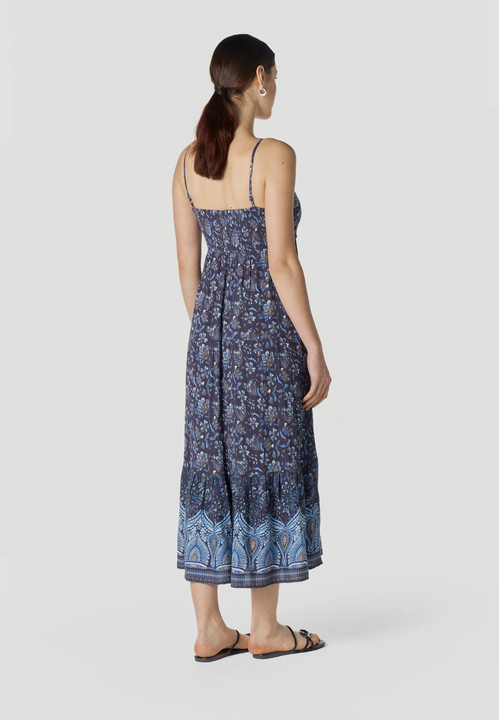 Vestido Mujer Largo Tirantes Estampado Floral – Koroshi Marino
