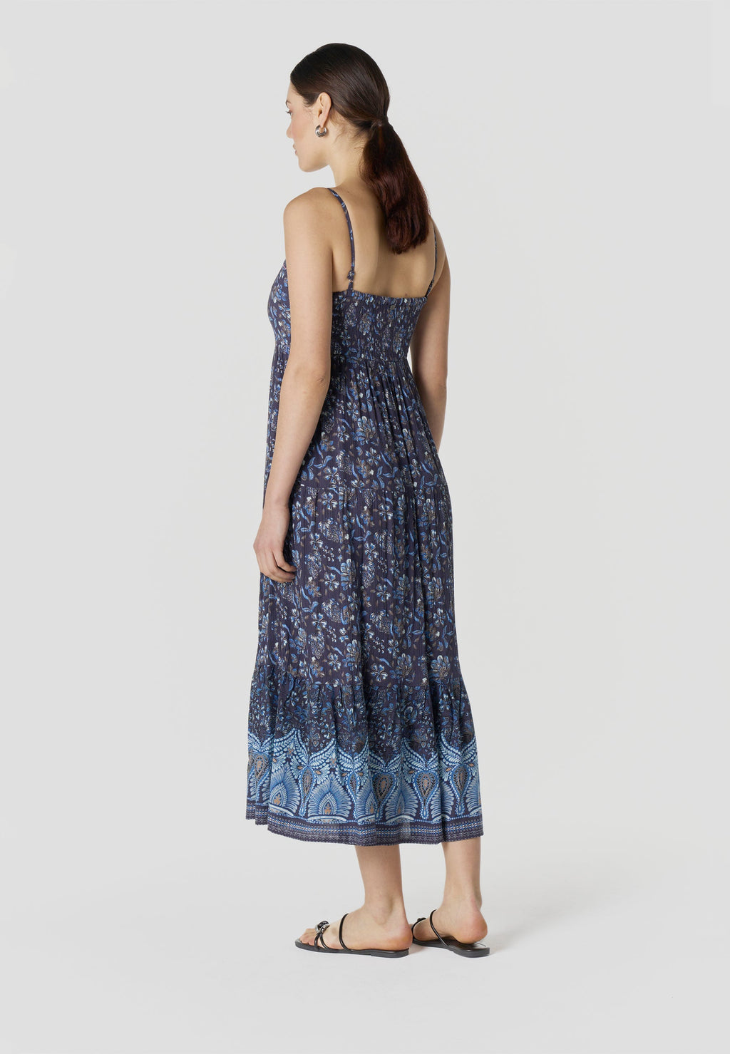 Vestido Mujer Largo Tirantes Estampado Floral – Koroshi Marino
