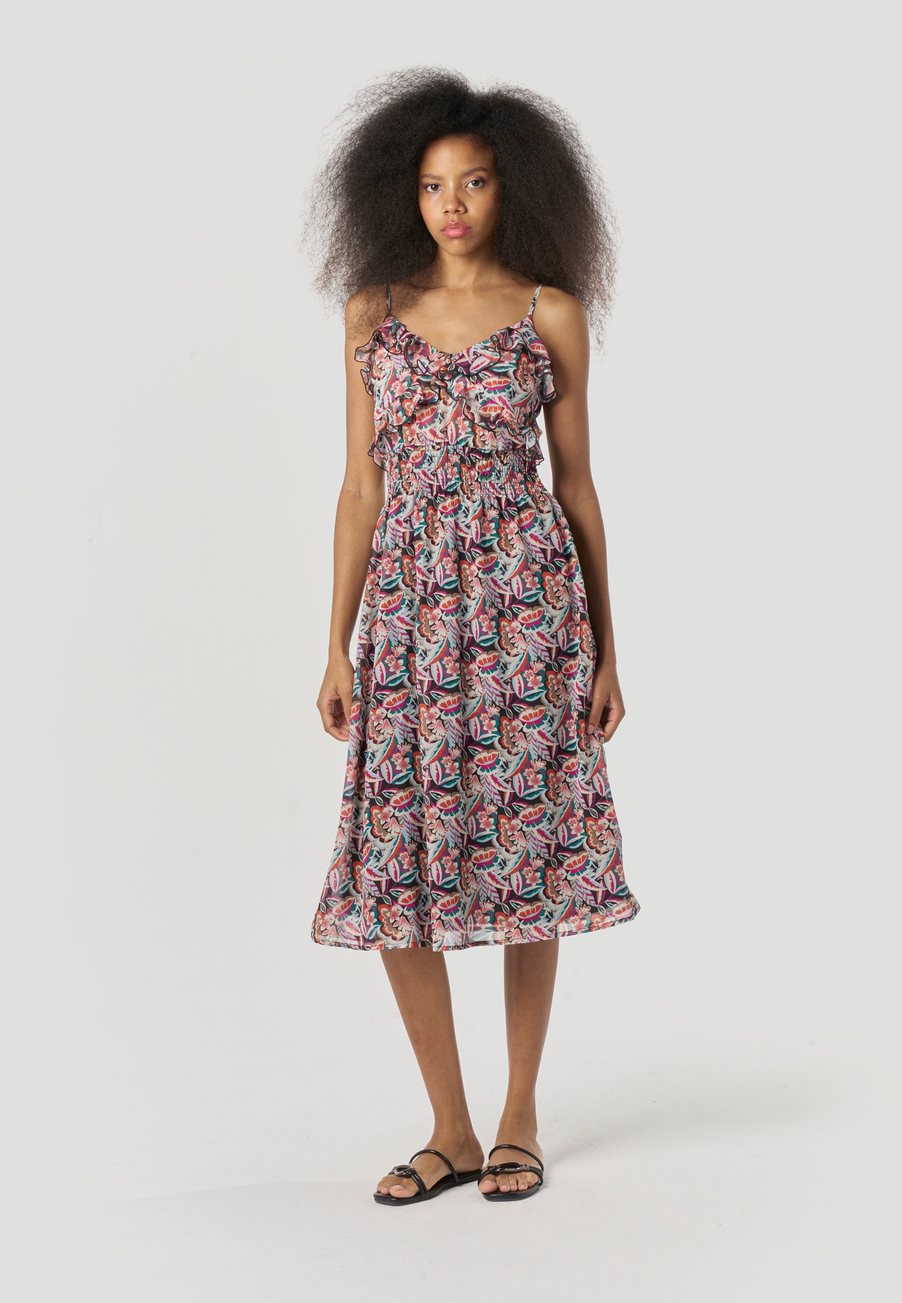 Vestido Mujer Midi Tirantes Estampado Paisley – Koroshi Multicolor