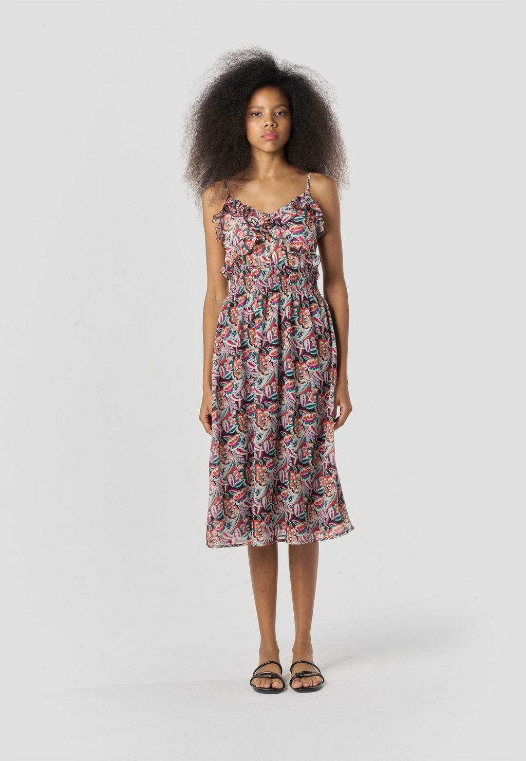 Vestido Mujer Midi Tirantes Estampado Paisley – Koroshi Multicolor