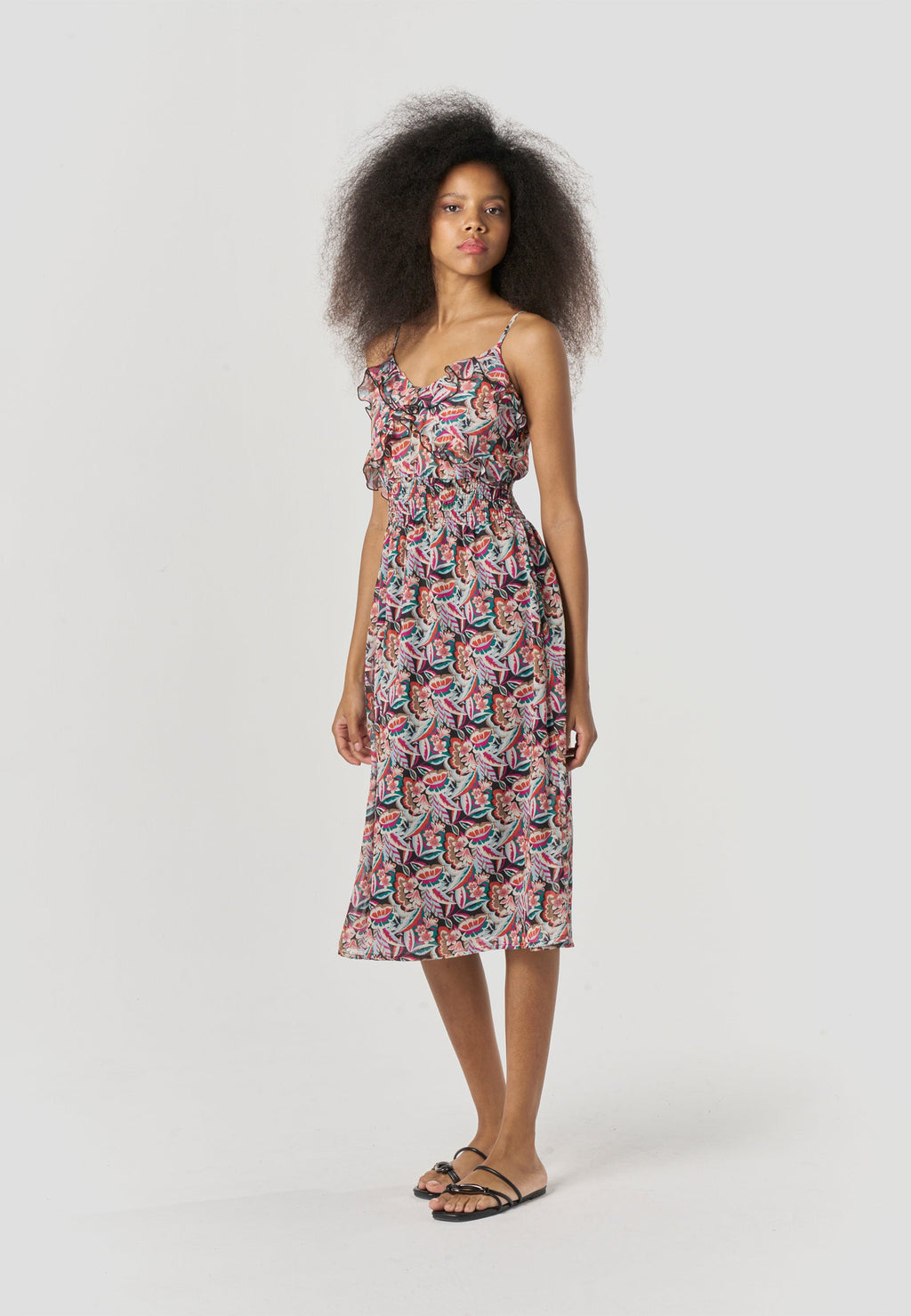Vestido Mujer Midi Tirantes Estampado Paisley – Koroshi Multicolor