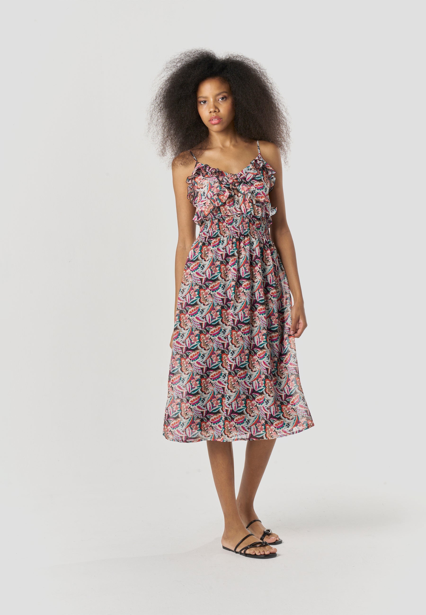 Vestido Mujer Midi Tirantes Estampado Paisley – Koroshi Multicolor
