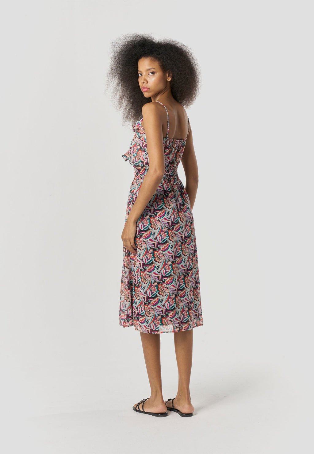 Vestido Mujer Midi Tirantes Estampado Paisley – Koroshi Multicolor