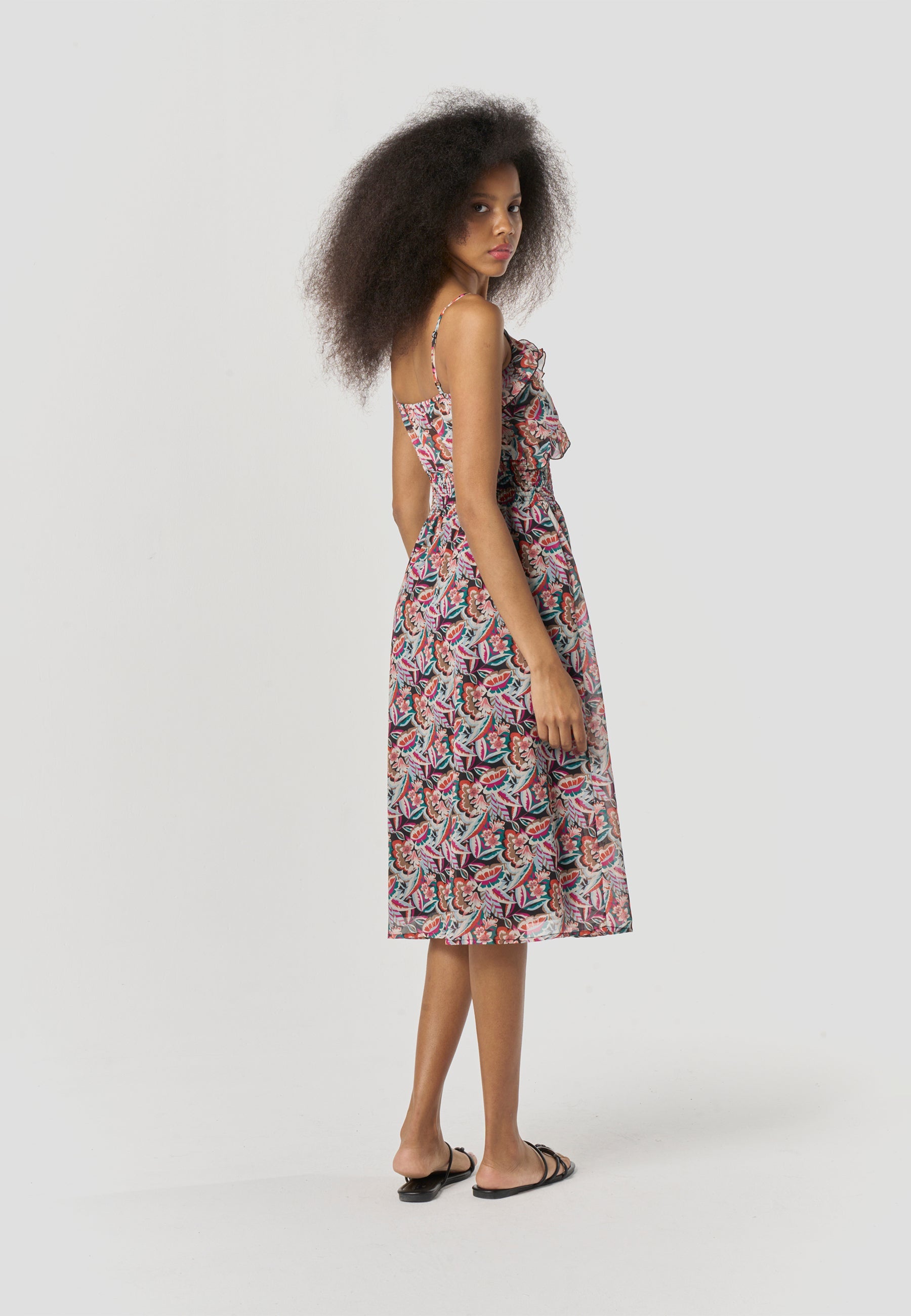 Vestido Mujer Midi Tirantes Estampado Paisley – Koroshi Multicolor