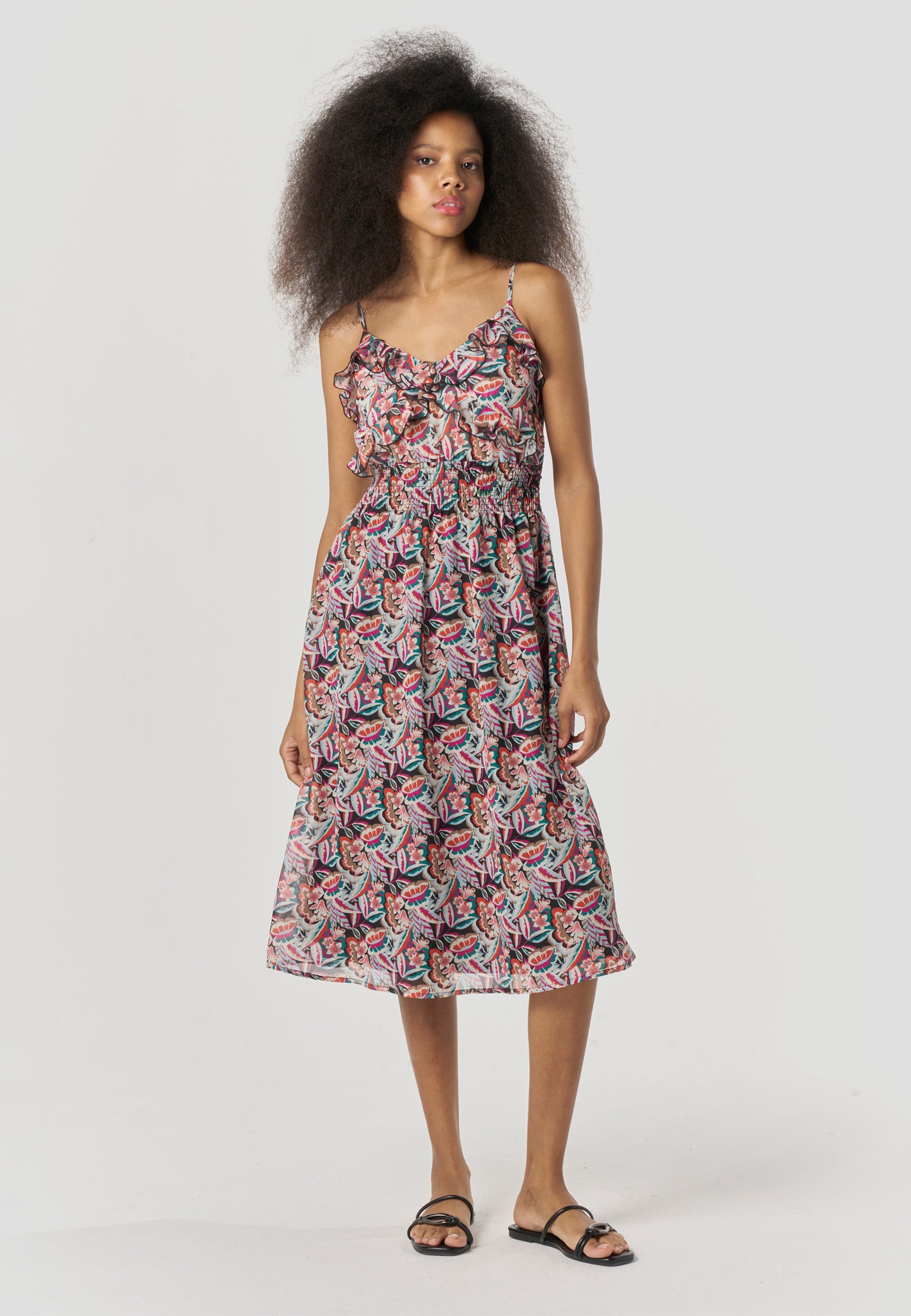 Vestido Mujer Midi Tirantes Estampado Paisley – Koroshi Multicolor
