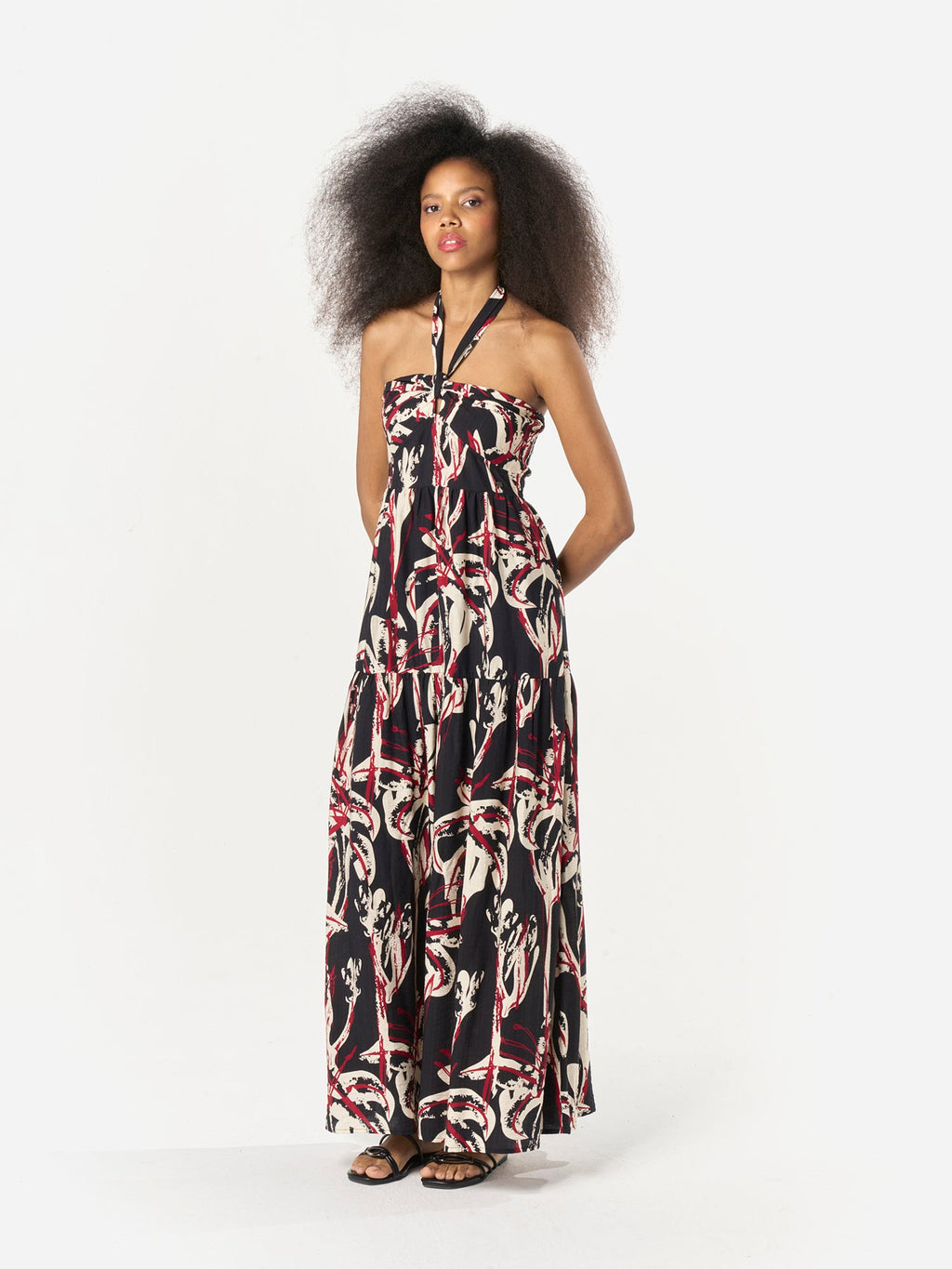 Vestido Mujer Largo Escote Halter Estampado – Koroshi 2612VS71