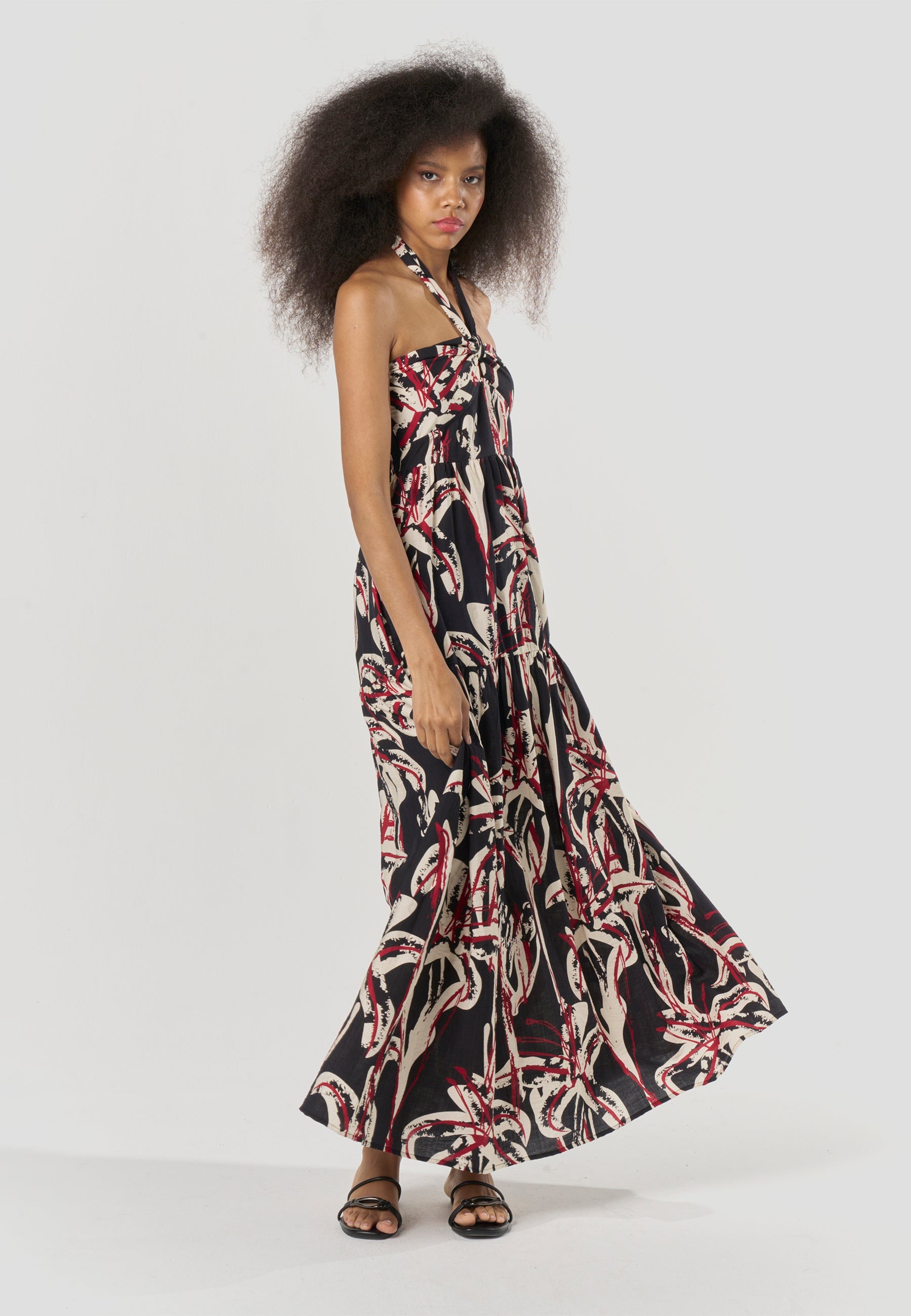 Vestido Mujer Largo Escote Halter Estampado – Koroshi 2612VS71