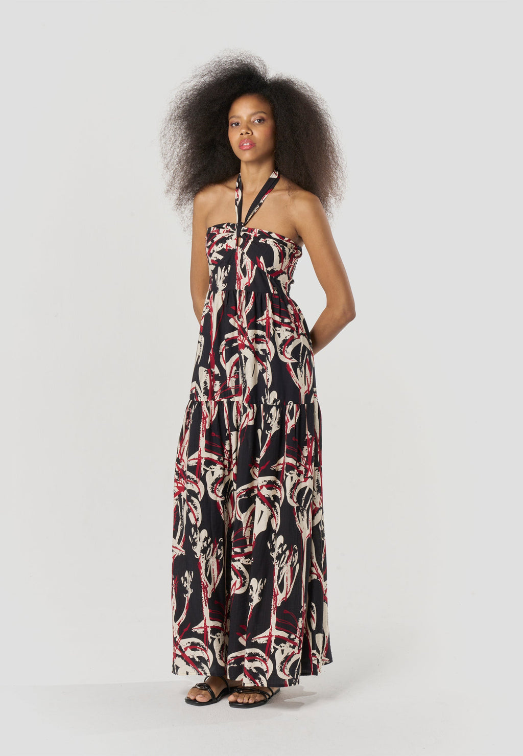 Vestido Mujer Largo Escote Halter Estampado – Koroshi 2612VS71