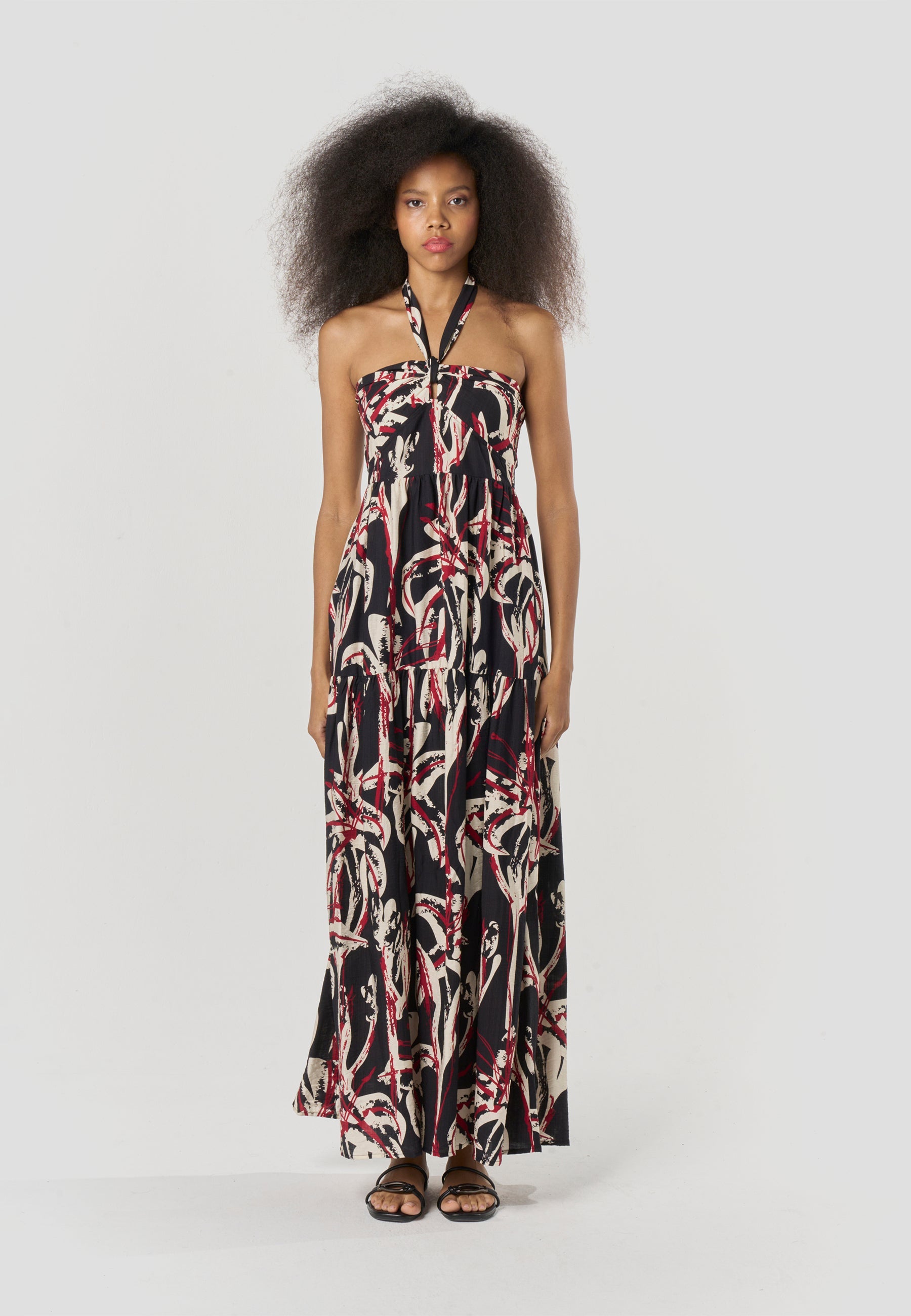 Vestido Mujer Largo Escote Halter Estampado – Koroshi 2612VS71