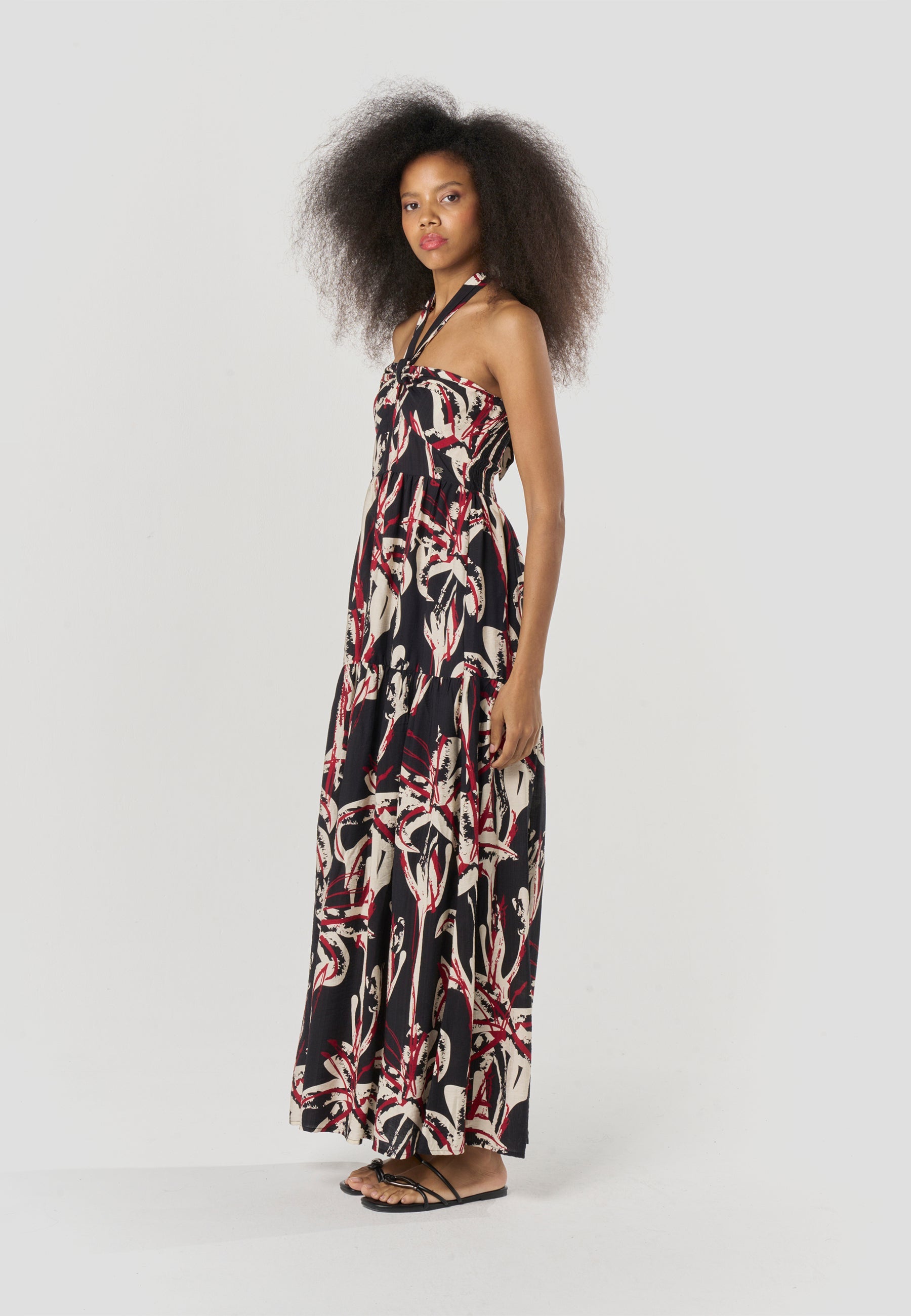 Vestido Mujer Largo Escote Halter Estampado – Koroshi 2612VS71