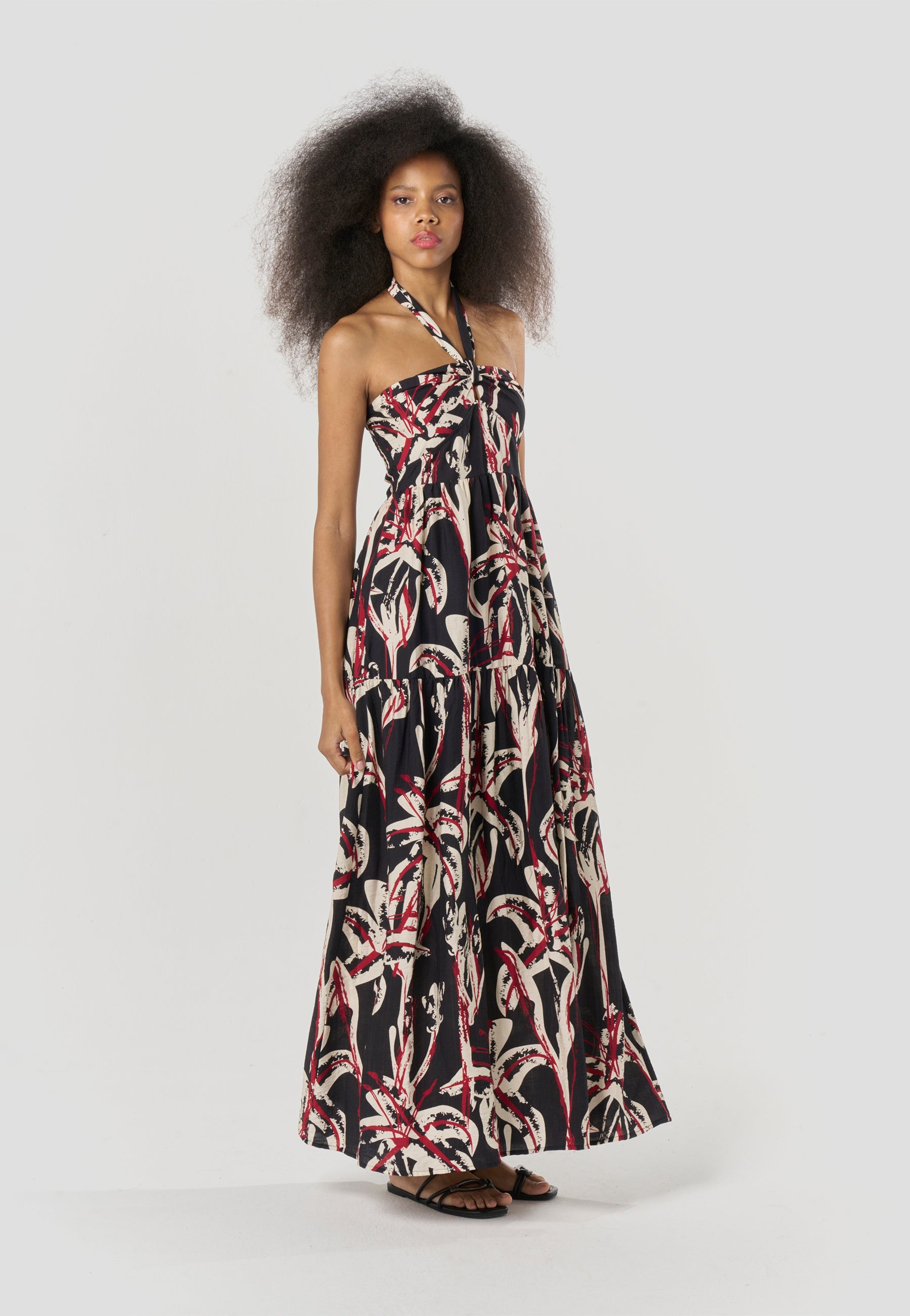 Vestido Mujer Largo Escote Halter Estampado – Koroshi 2612VS71