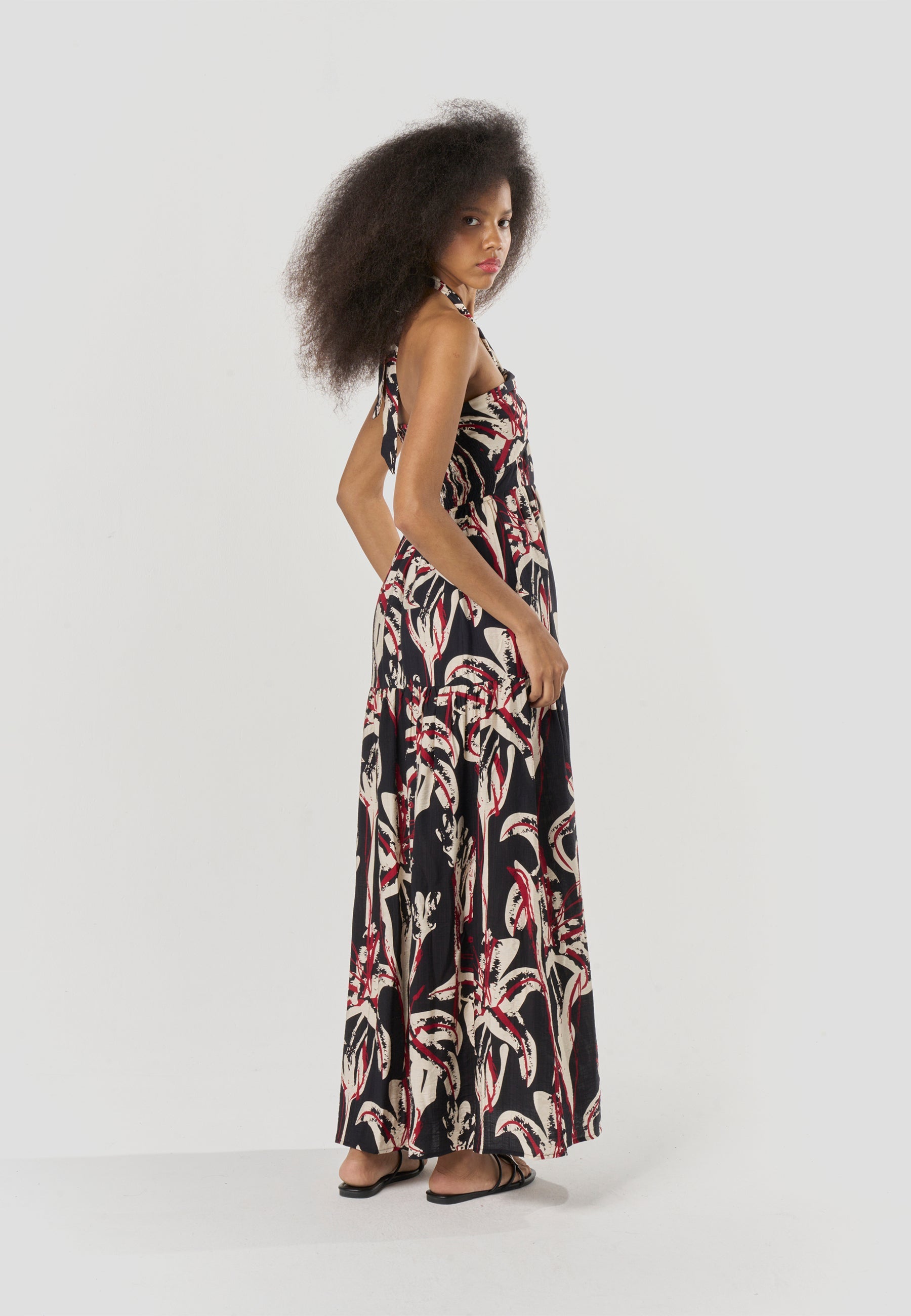 Vestido Mujer Largo Escote Halter Estampado – Koroshi 2612VS71