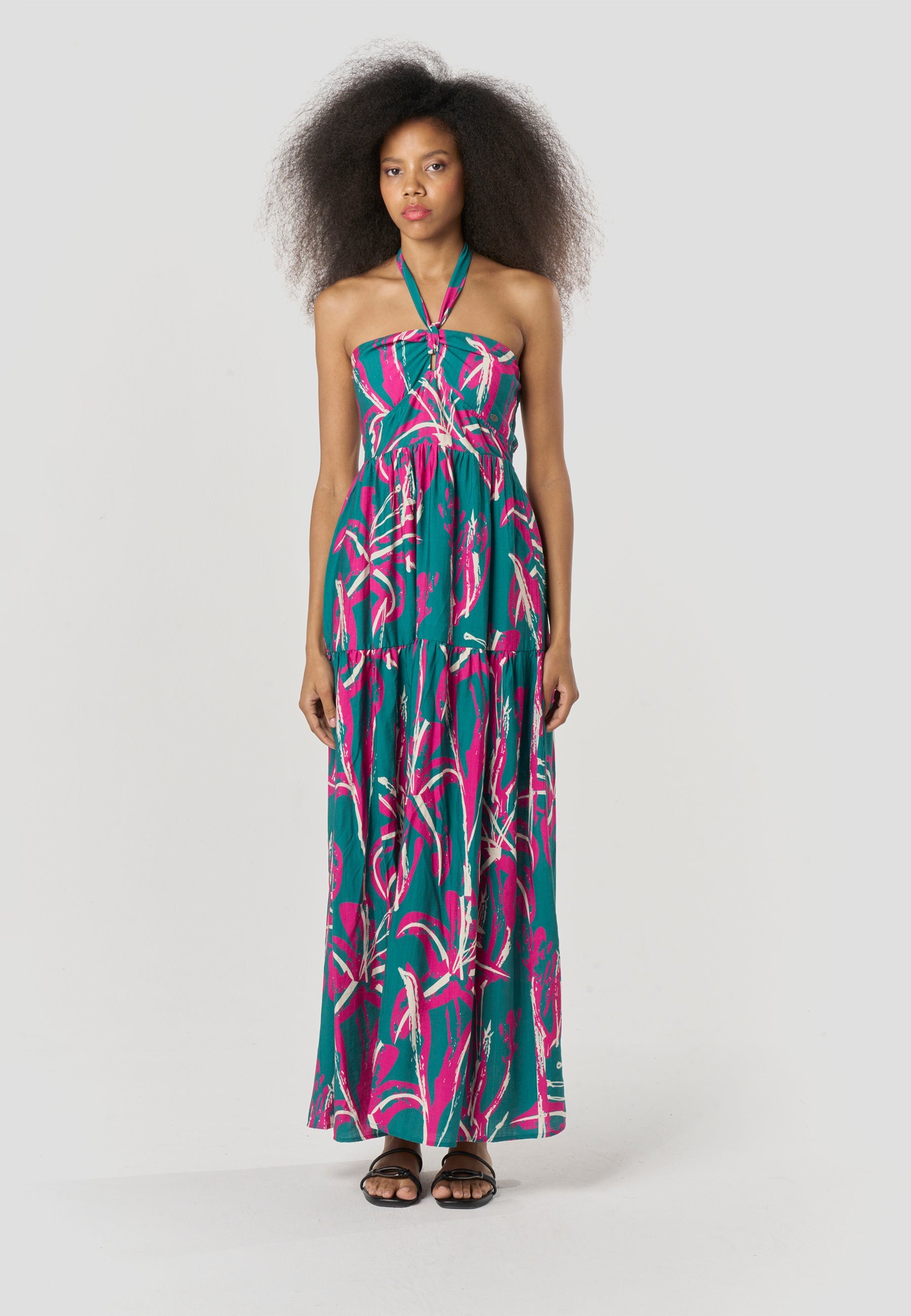 Vestido Mujer Largo Escote Halter Estampado – Koroshi 2612VS71