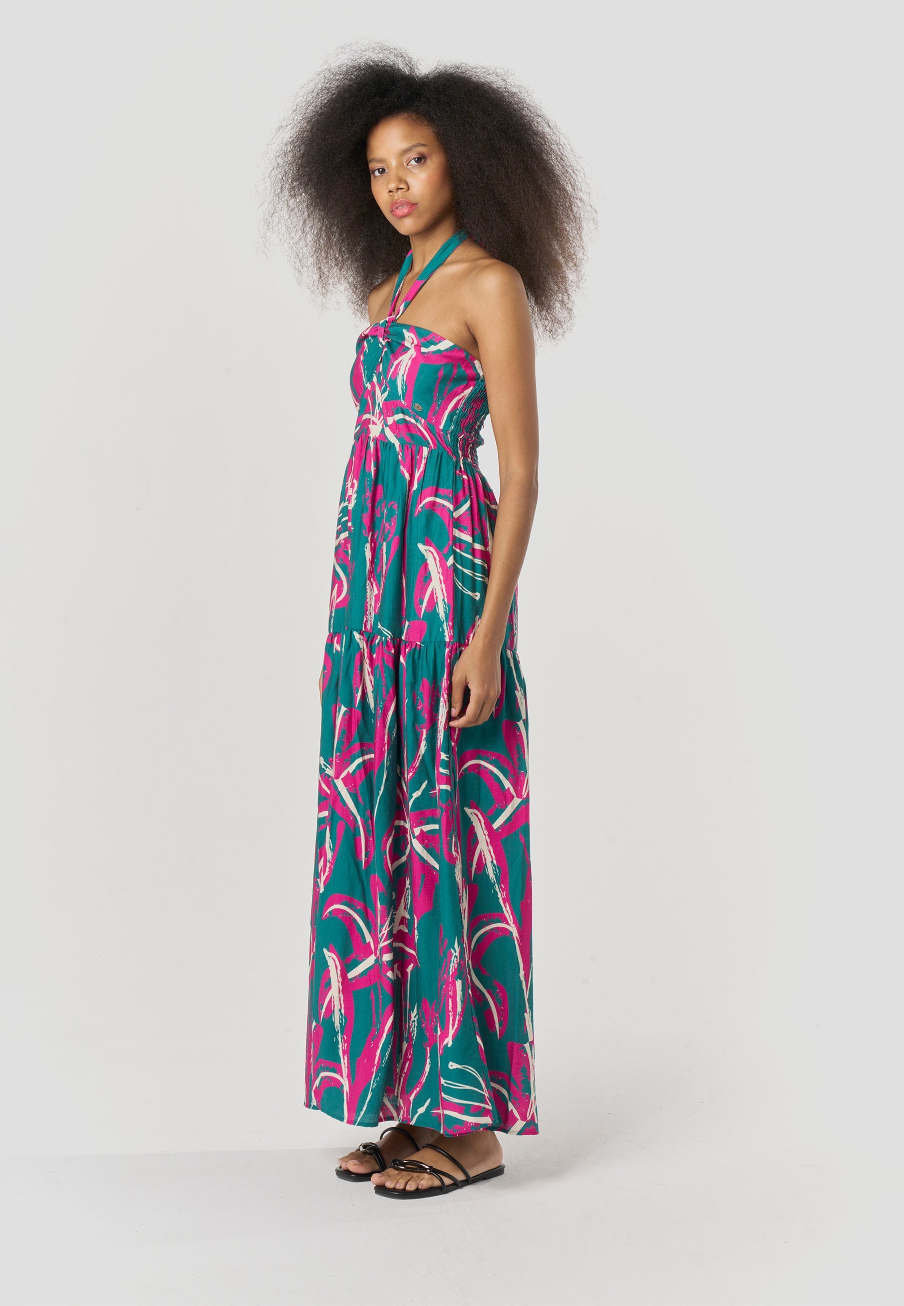 Vestido Mujer Largo Escote Halter Estampado – Koroshi 2612VS71