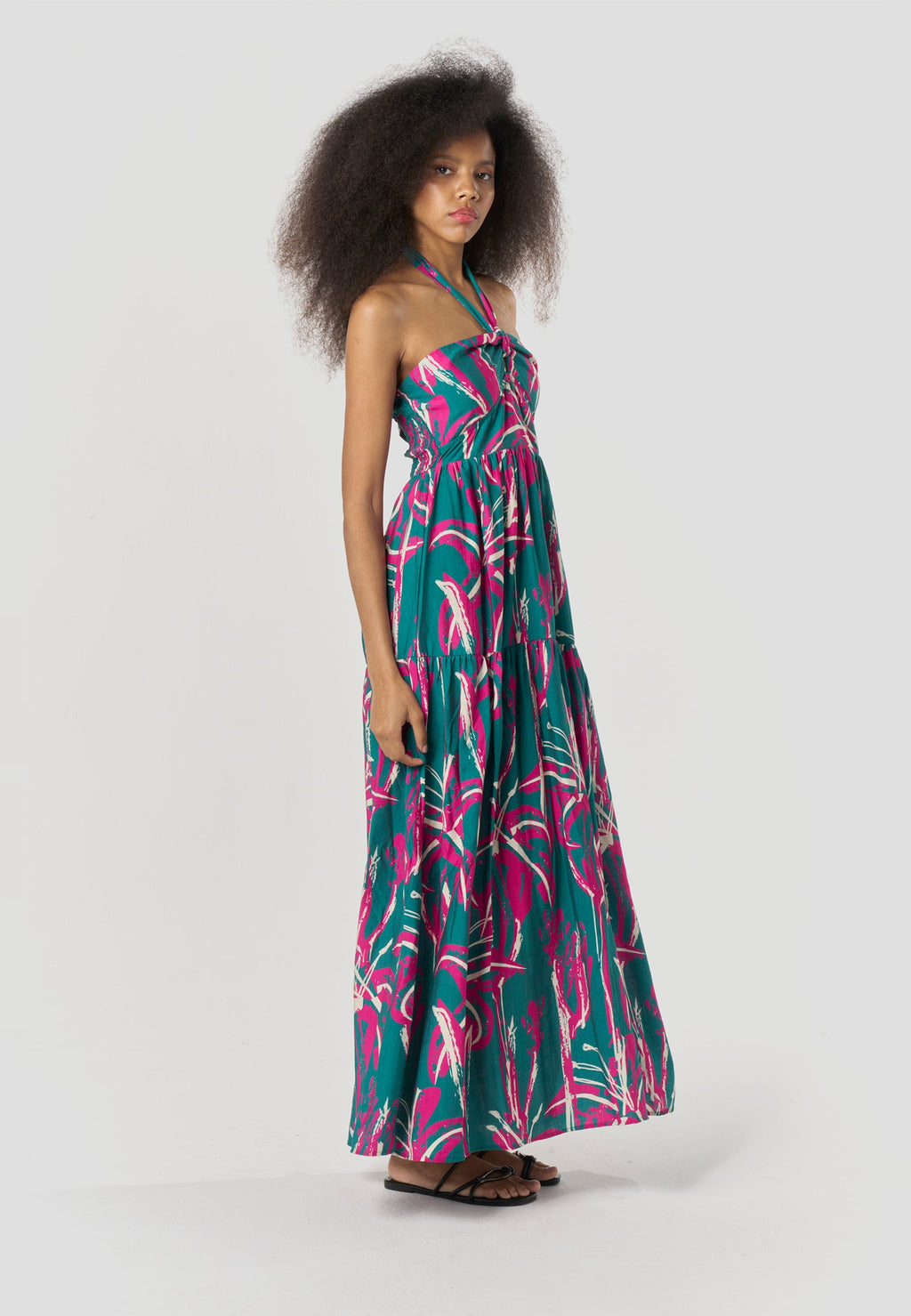 Vestido Mujer Largo Escote Halter Estampado – Koroshi 2612VS71