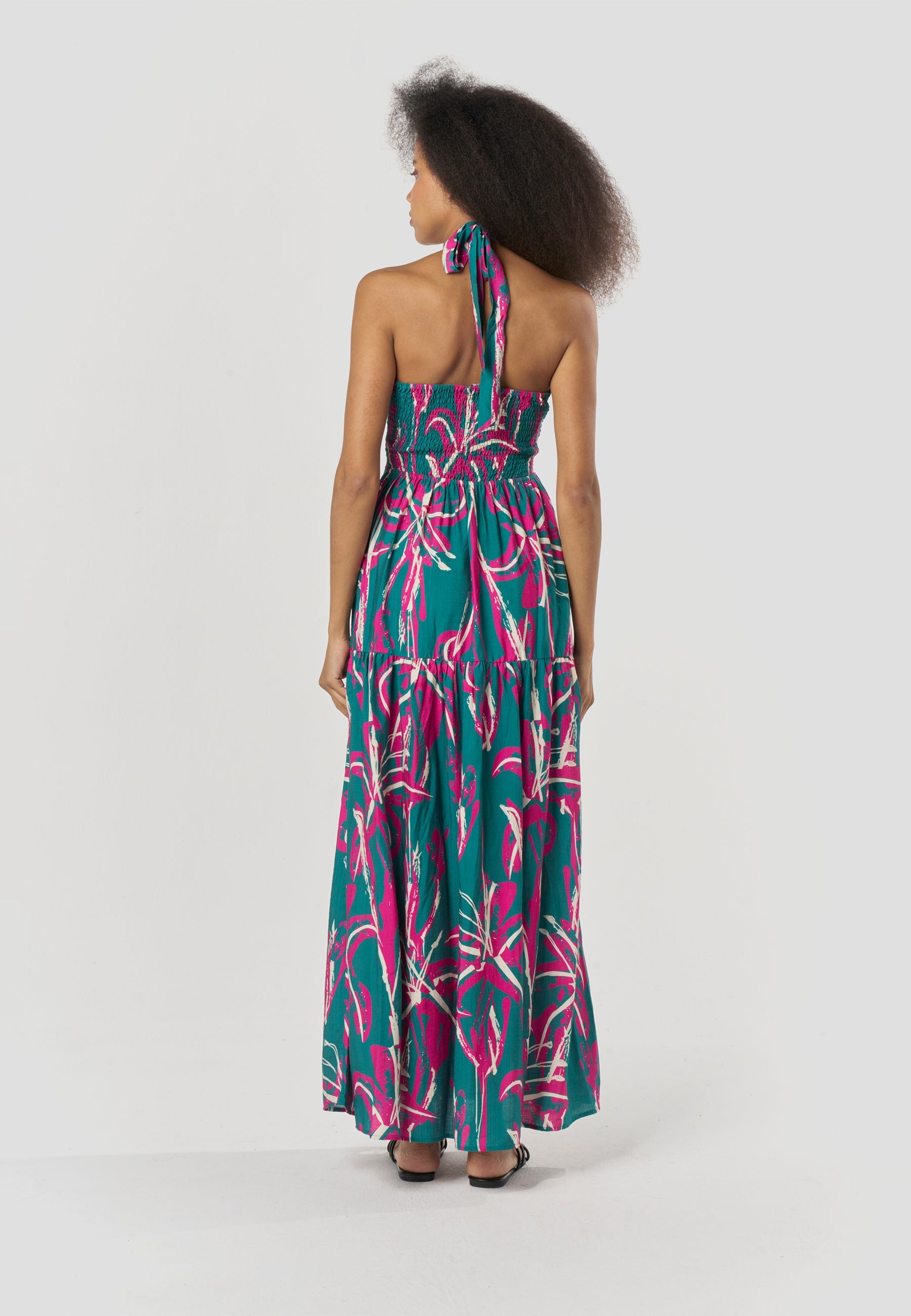 Vestido Mujer Largo Escote Halter Estampado – Koroshi 2612VS71