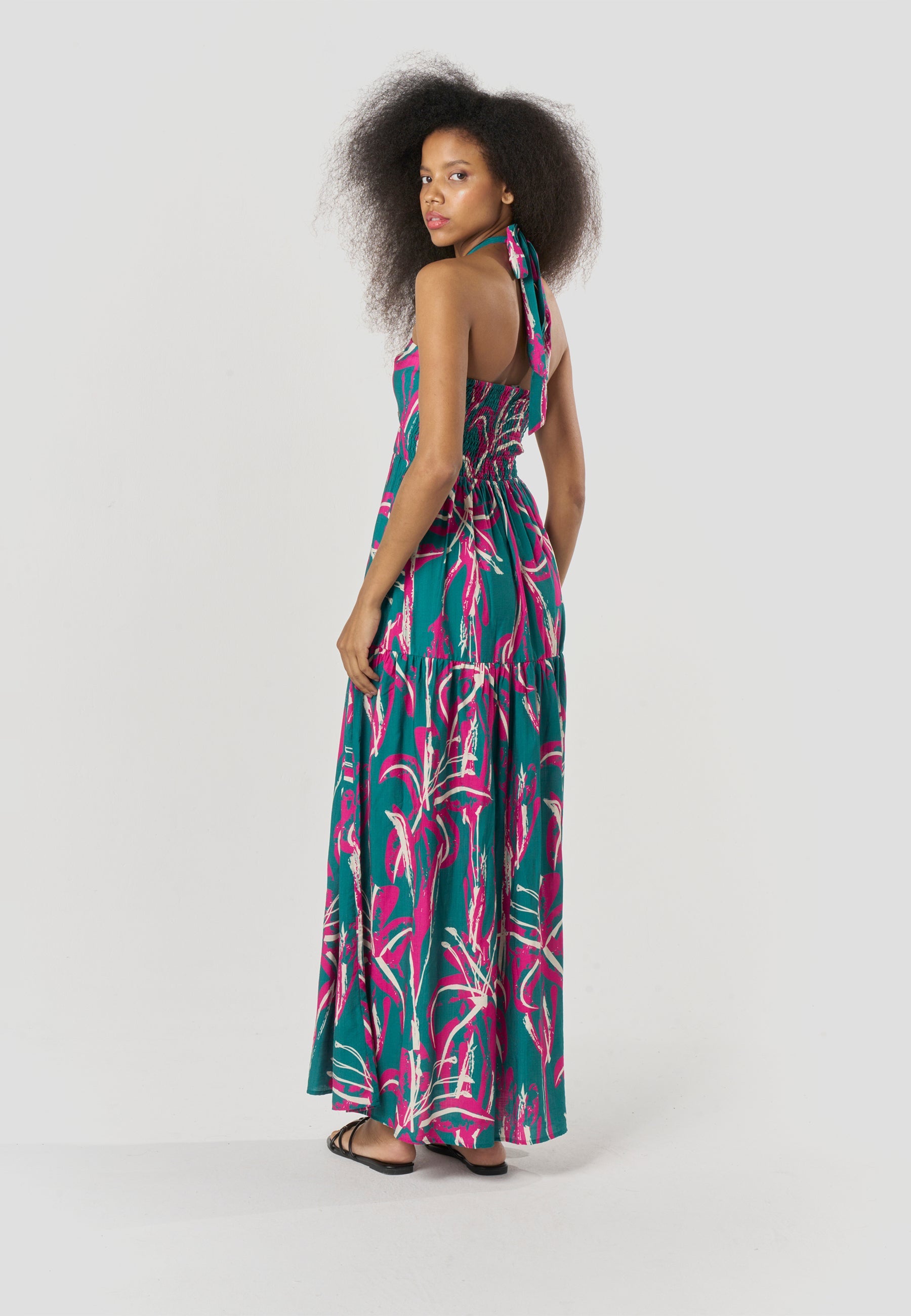 Vestido Mujer Largo Escote Halter Estampado – Koroshi 2612VS71