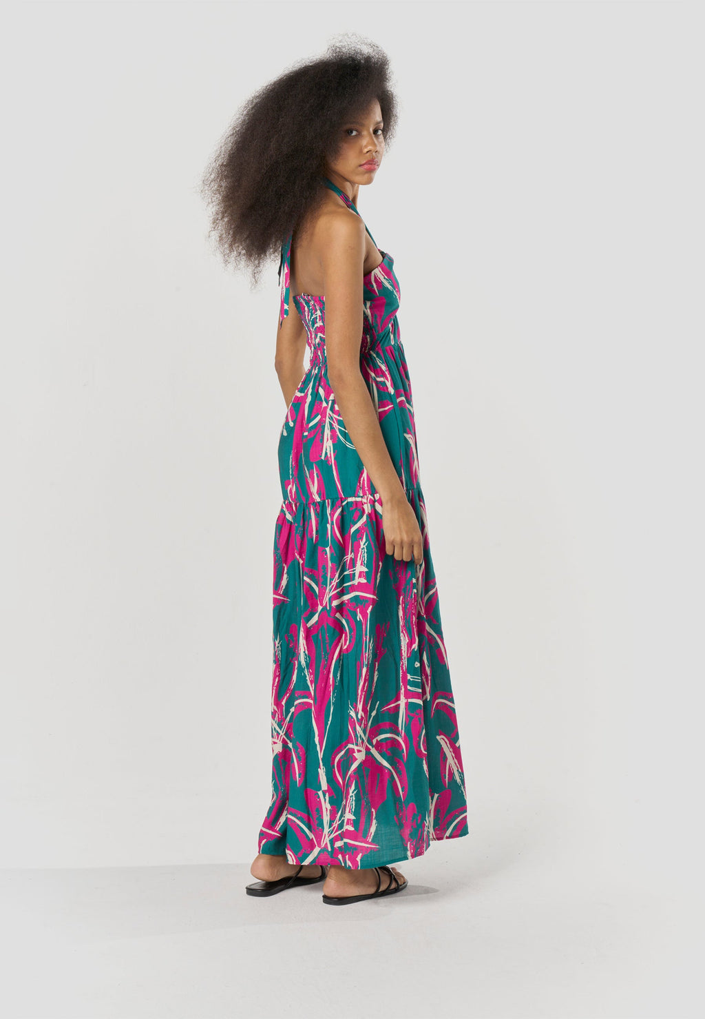 Vestido Mujer Largo Escote Halter Estampado – Koroshi 2612VS71