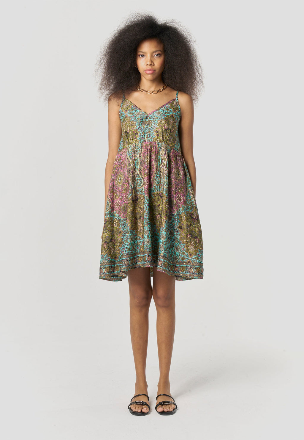 Vestido Mujer Corto Tirantes Estampado Paisley – Koroshi 2612VS76
