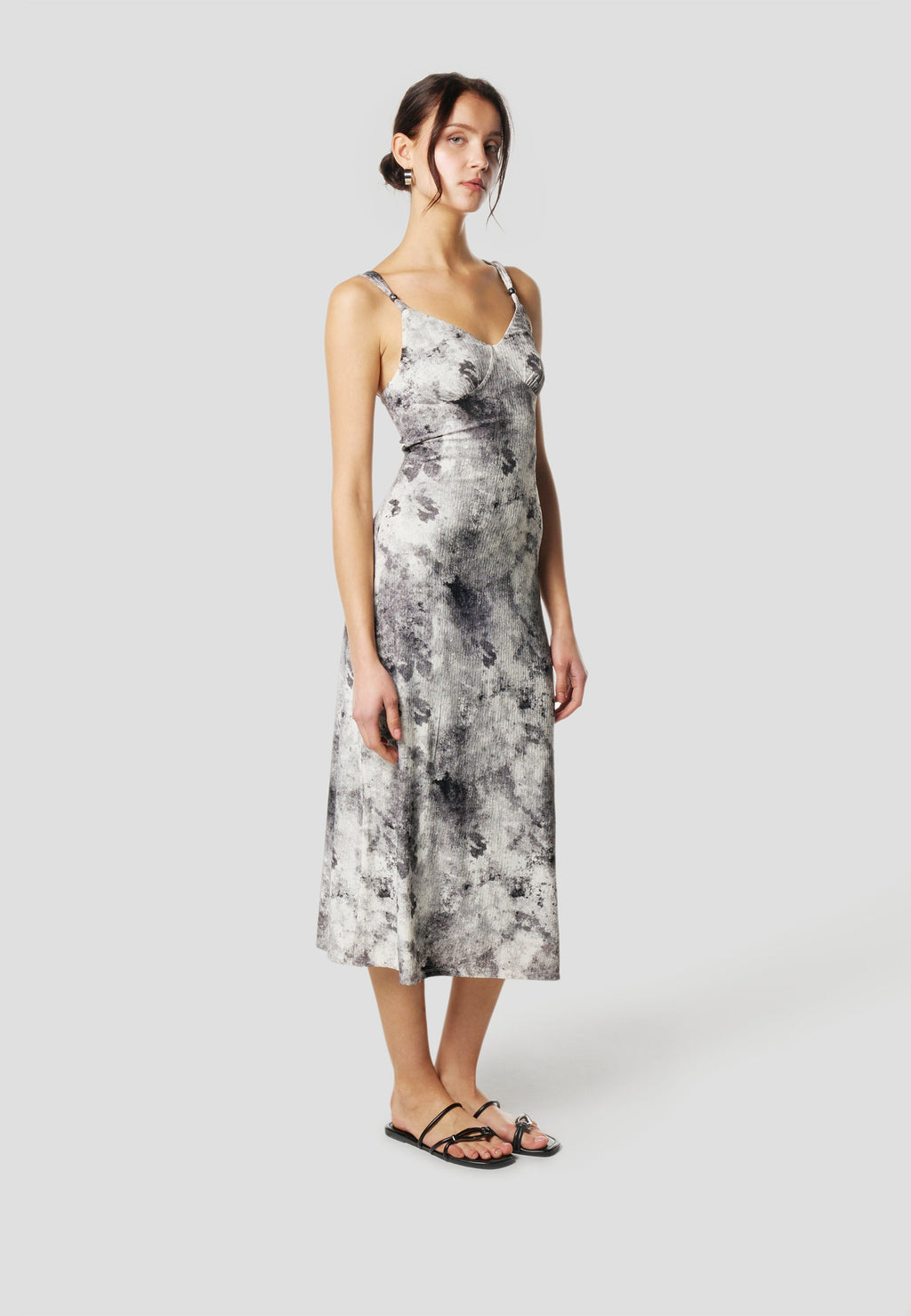 Vestido Mujer Midi Tirantes Estampado – Koroshi Gris
