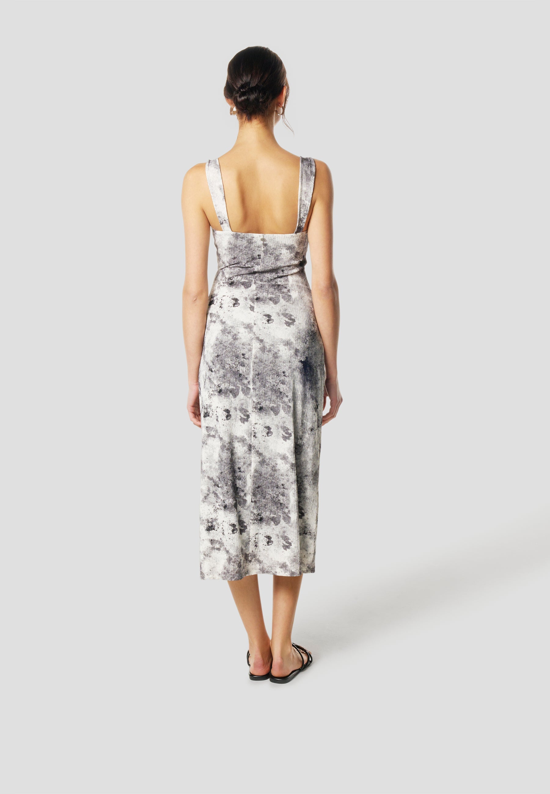 Vestido Mujer Midi Tirantes Estampado – Koroshi Gris