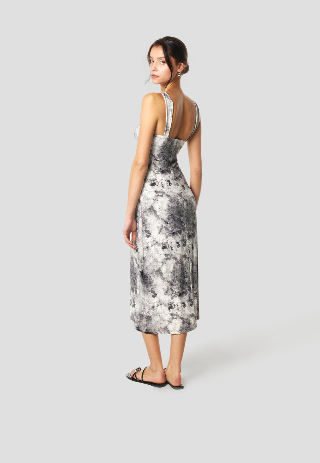 Vestido Mujer Midi Tirantes Estampado – Koroshi Gris