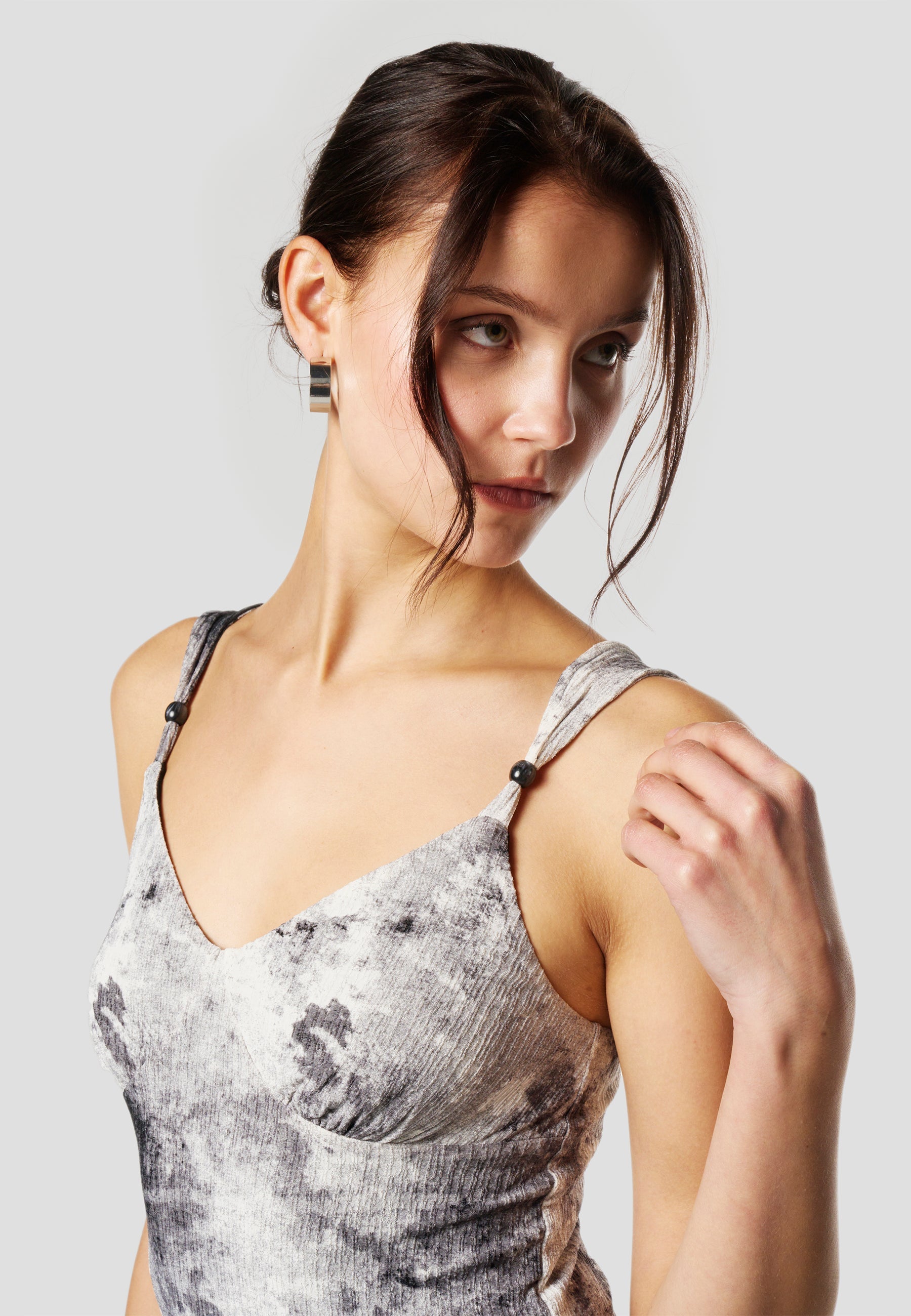 Vestido Mujer Midi Tirantes Estampado – Koroshi Gris