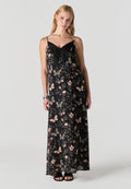Vestido Mujer Largo Tirantes Estampado Mariposas – Koroshi Negro