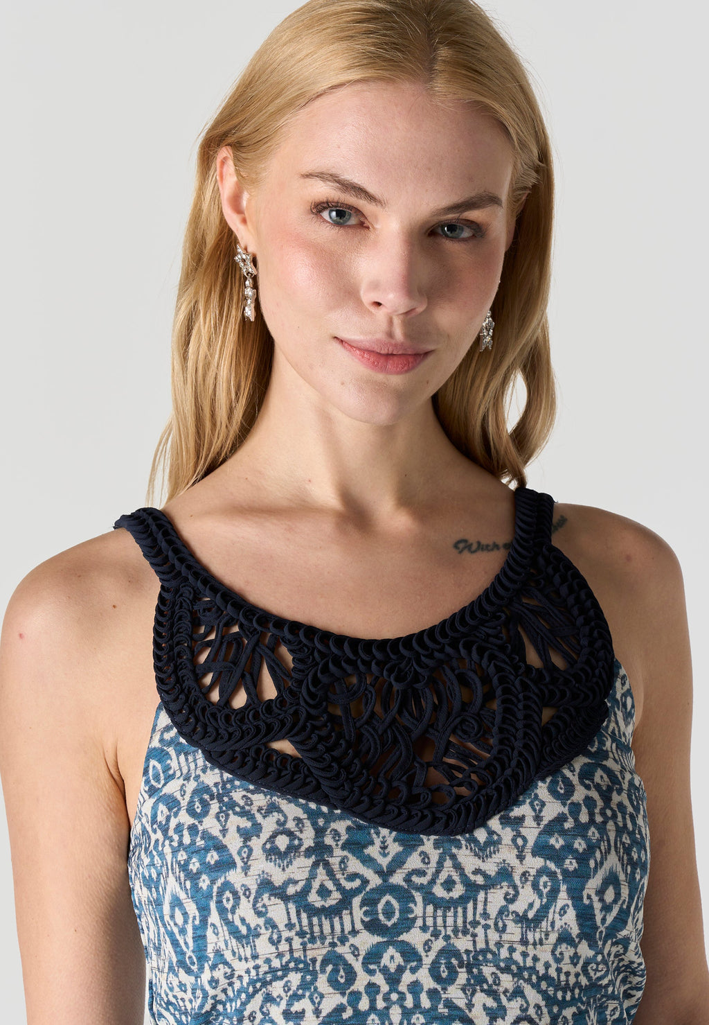 Vestido Corto Bohemio Mujer Estampado Geométrico Ganchillo – Koröshi