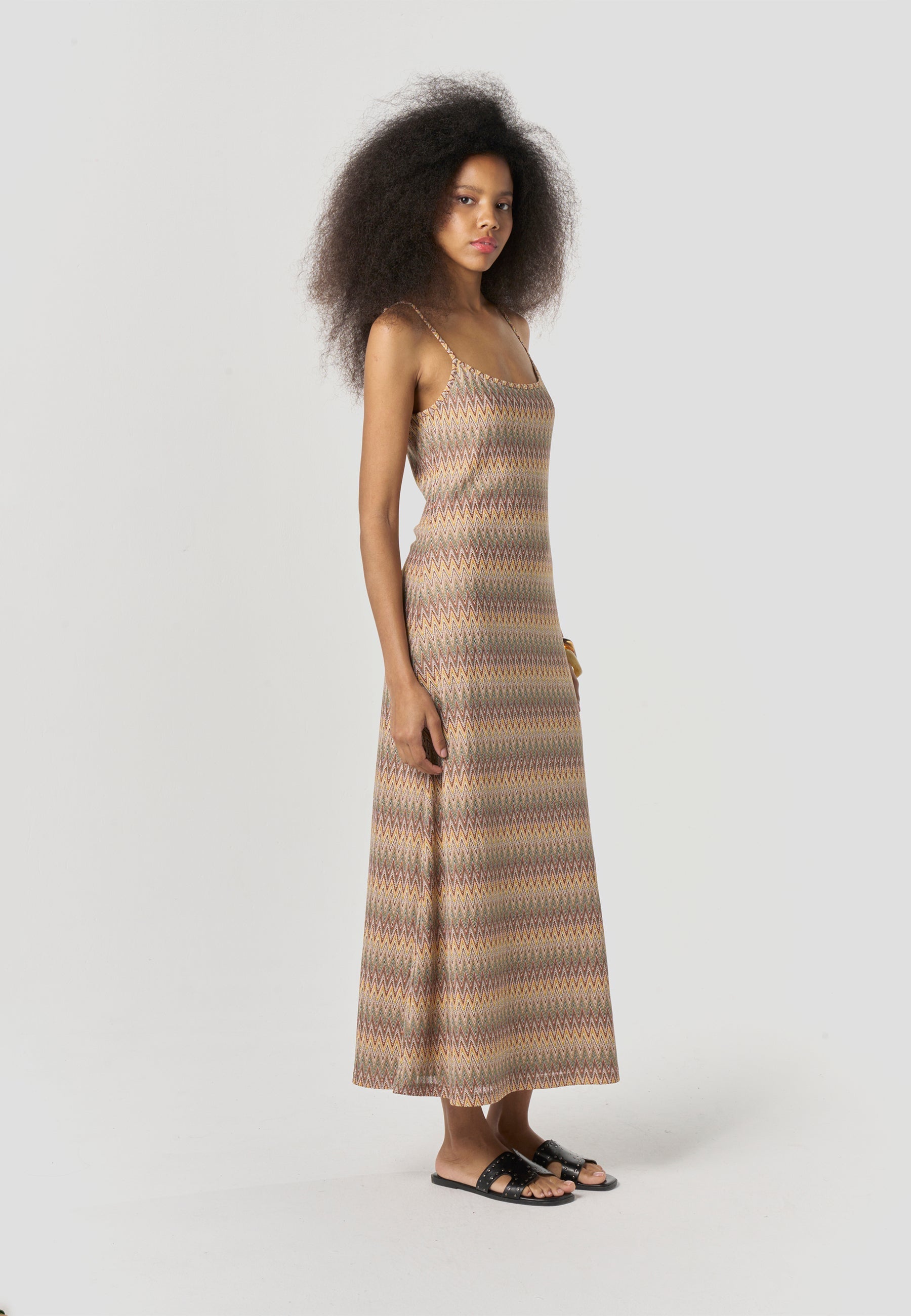 Vestido Mujer Largo Tirantes Estampado Zig-Zag – Koroshi Multicolor
