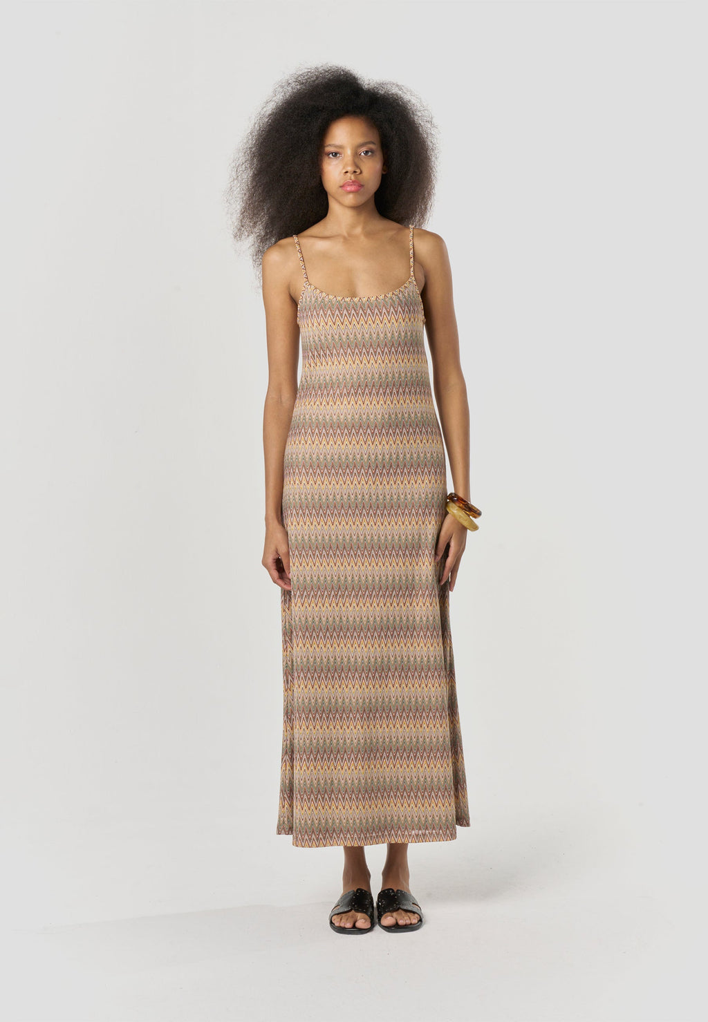 Vestido Mujer Largo Tirantes Estampado Zig-Zag – Koroshi Multicolor