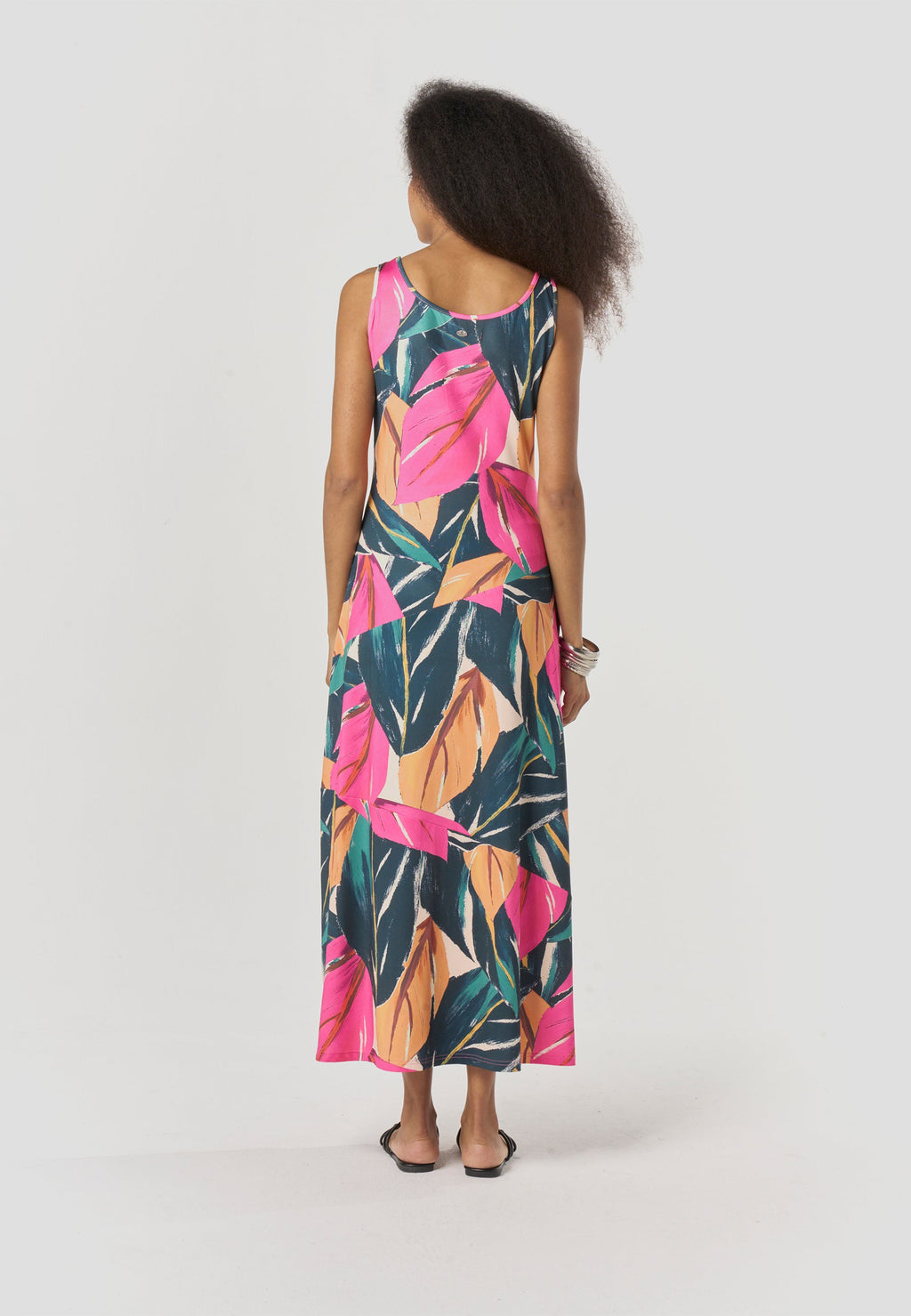 Vestido Mujer Largo Tirantes Estampado Tropical – Koroshi Multicolor