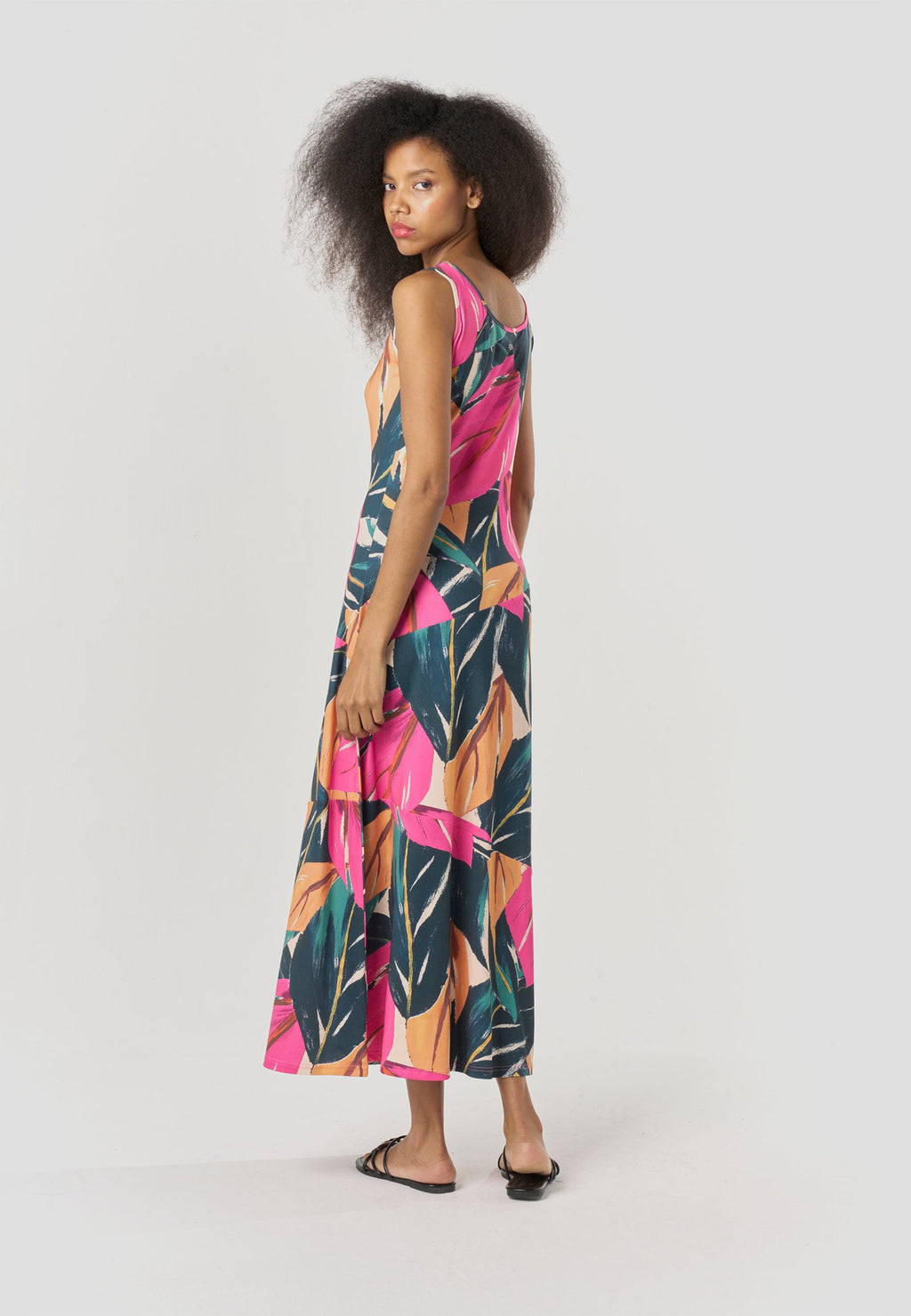Vestido Mujer Largo Tirantes Estampado Tropical – Koroshi Multicolor