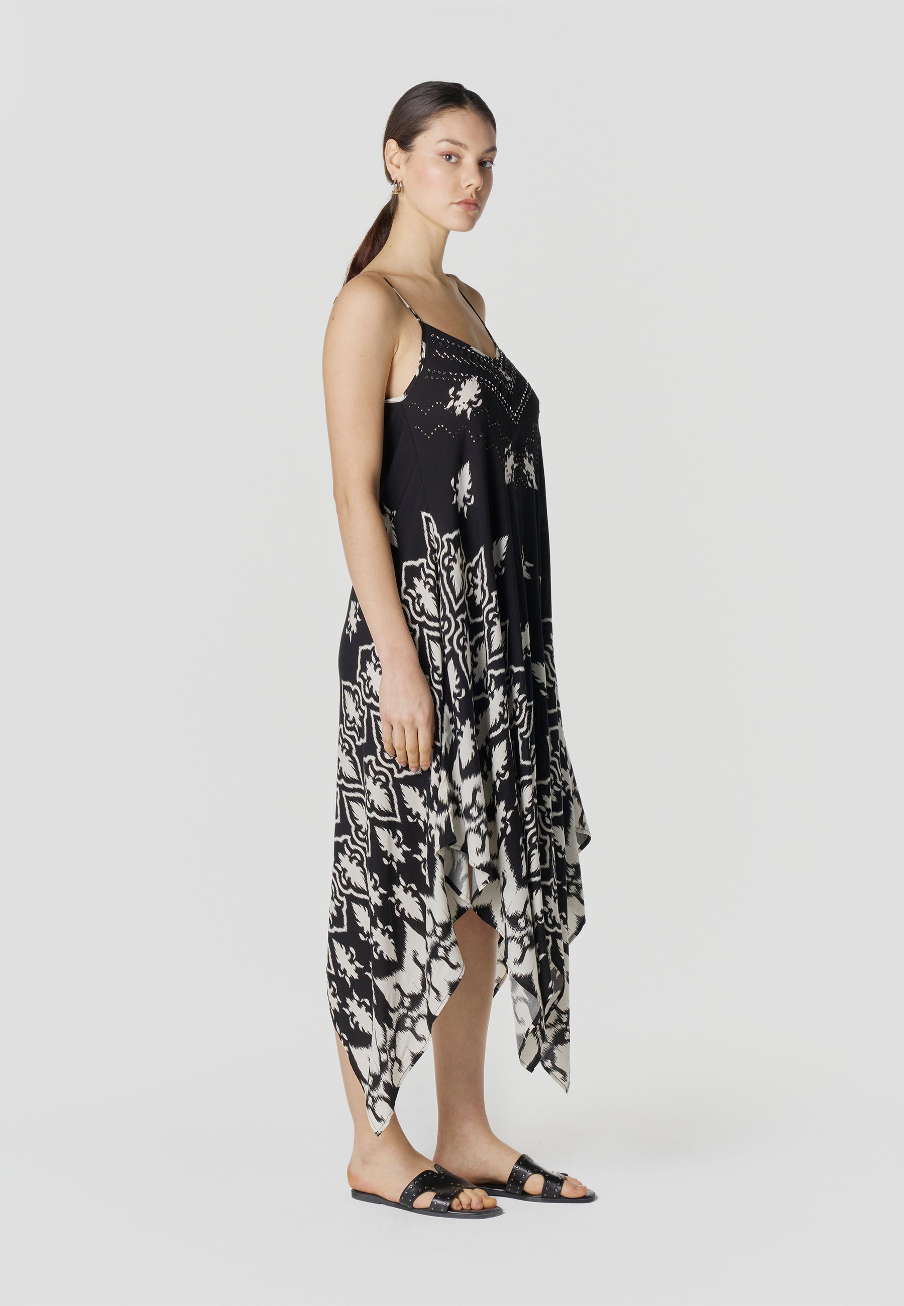 Vestido Mujer Largo Tirantes Estampado Asimétrico – Koroshi 2612VS89