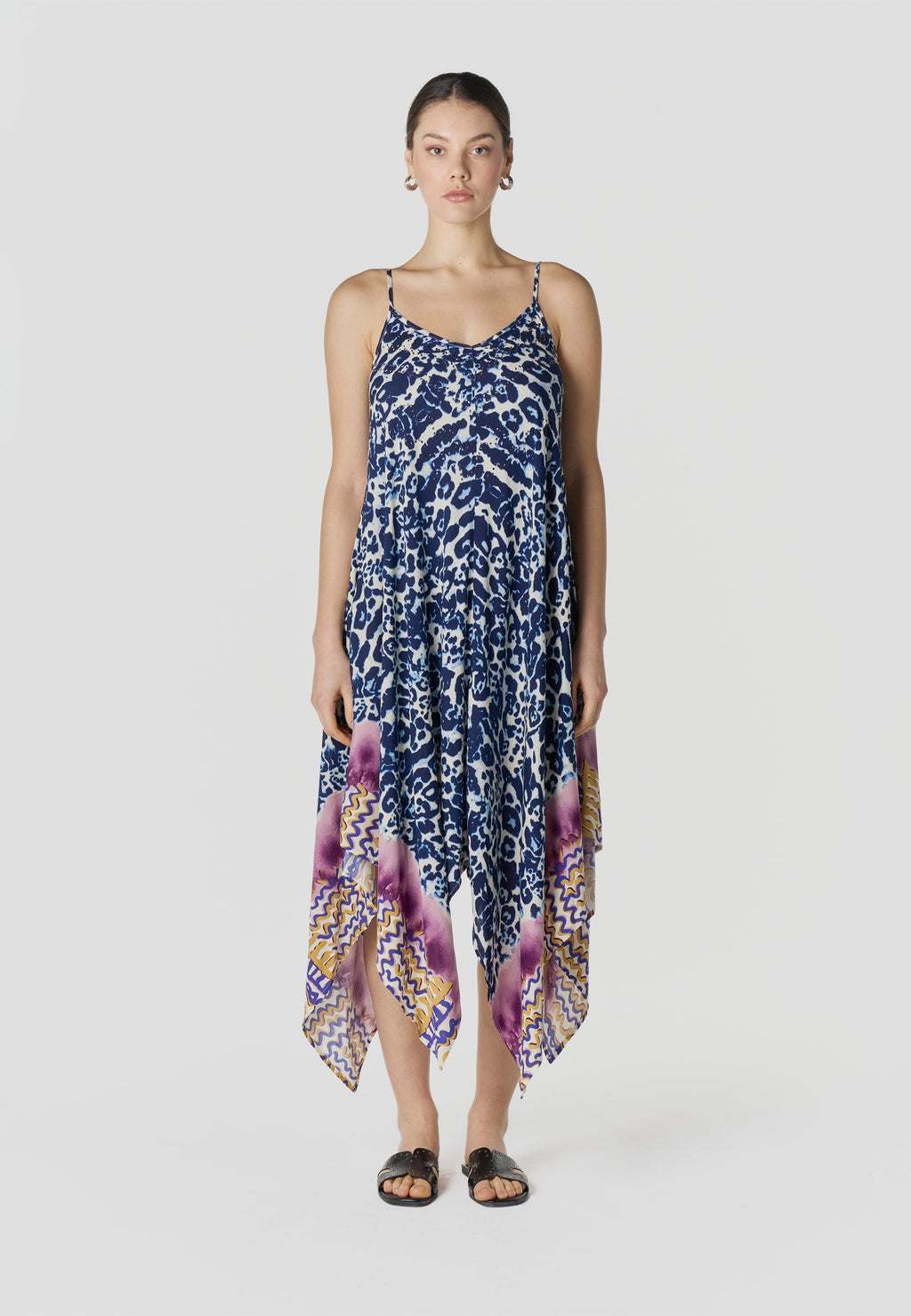 Vestido Mujer Largo Tirantes Estampado Asimétrico – Koroshi 2612VS89
