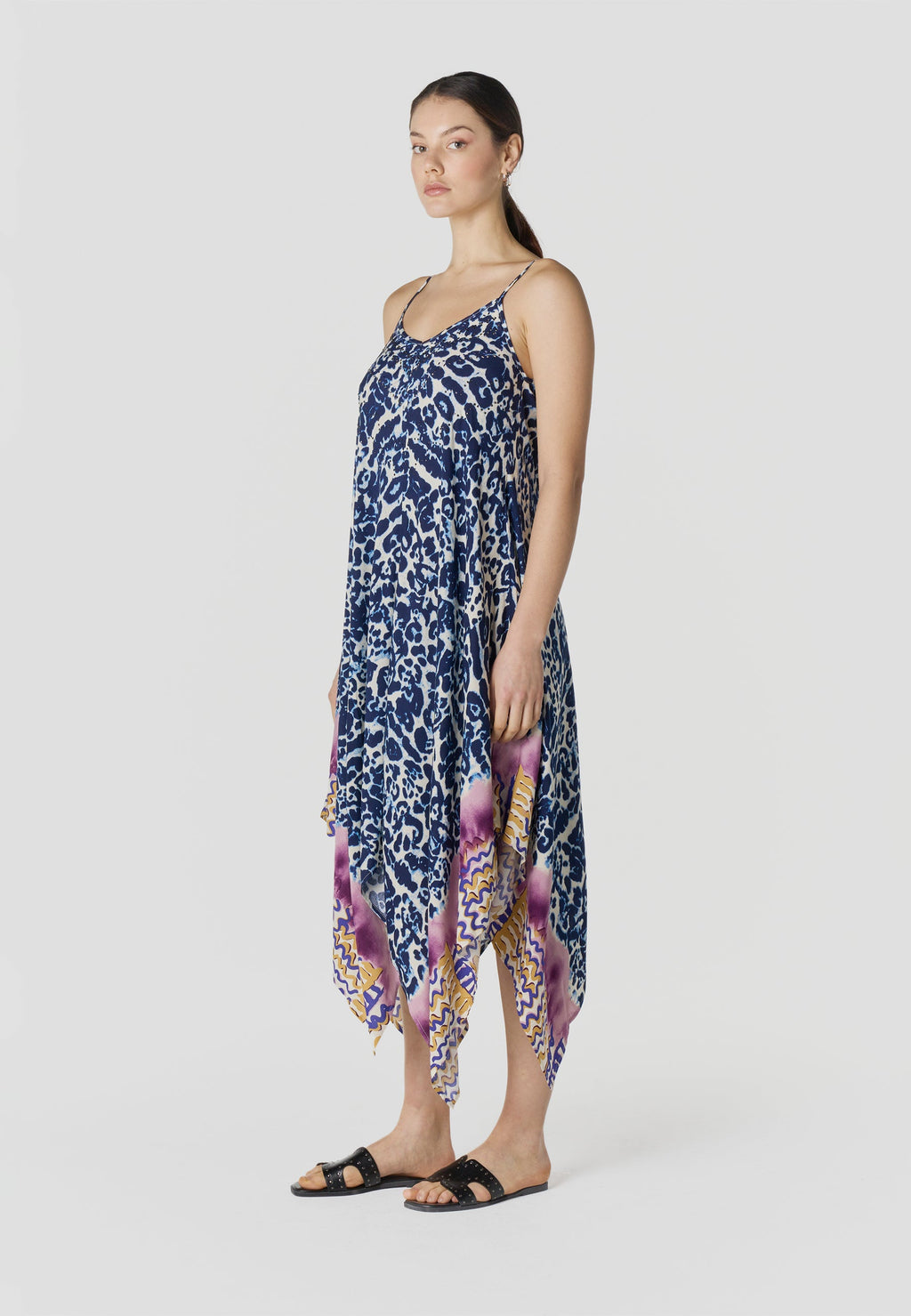 Vestido Mujer Largo Tirantes Estampado Asimétrico – Koroshi 2612VS89