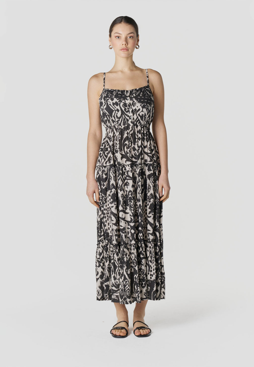 Vestido Mujer Largo Tirantes Estampado Fluido – Koroshi 2612VS90