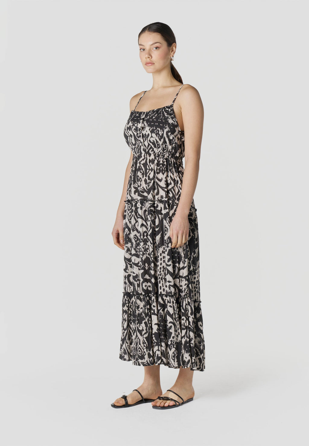 Vestido Mujer Largo Tirantes Estampado Fluido – Koroshi 2612VS90