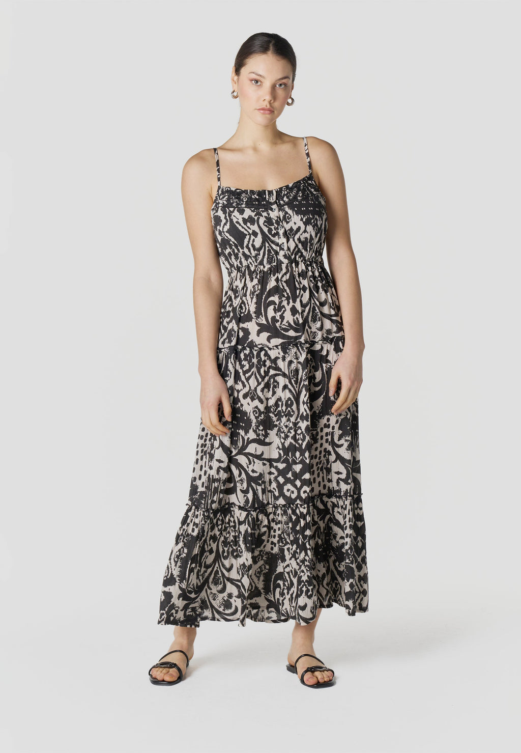 Vestido Mujer Largo Tirantes Estampado Fluido – Koroshi 2612VS90