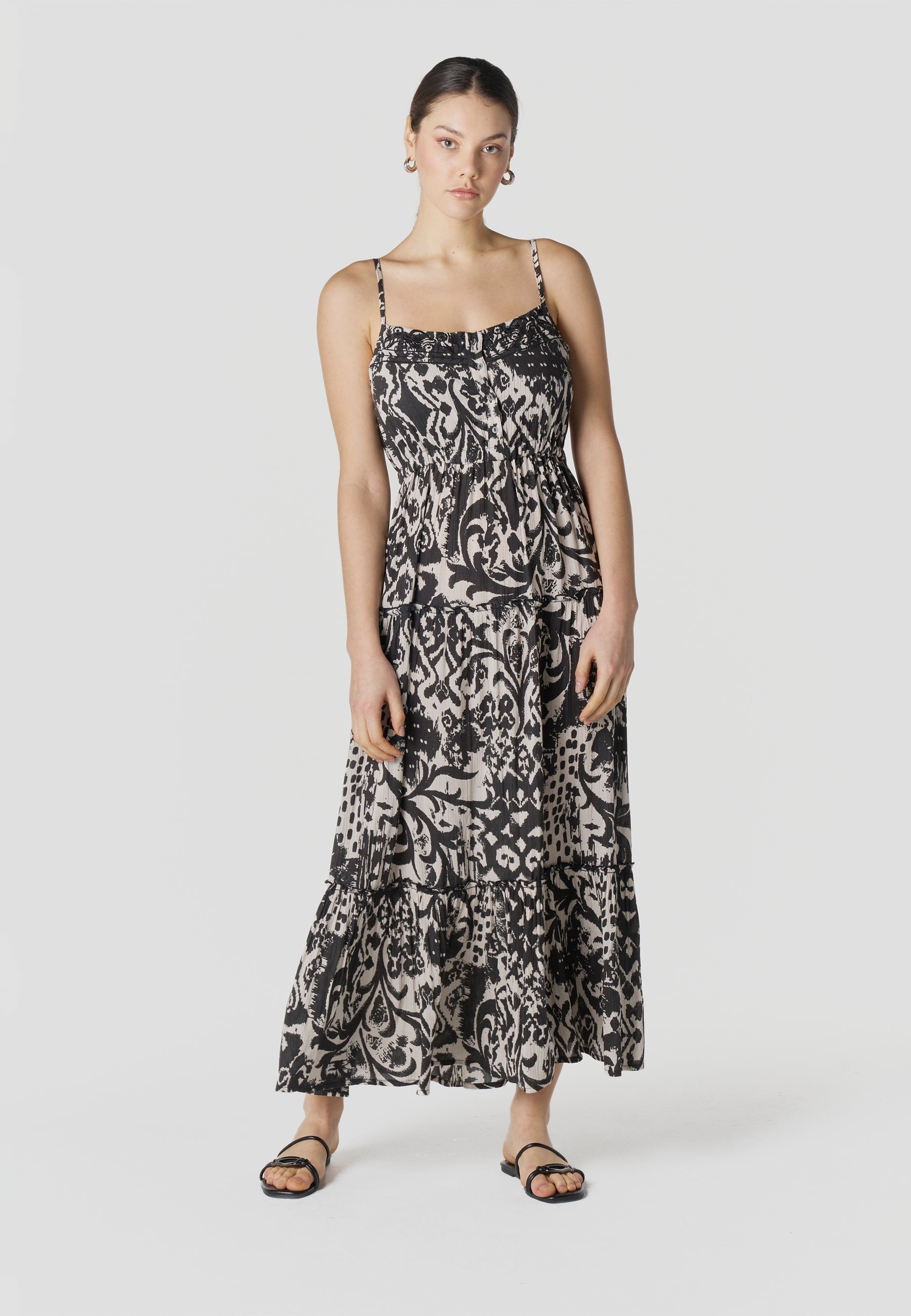 Vestido Mujer Largo Tirantes Estampado Fluido – Koroshi 2612VS90