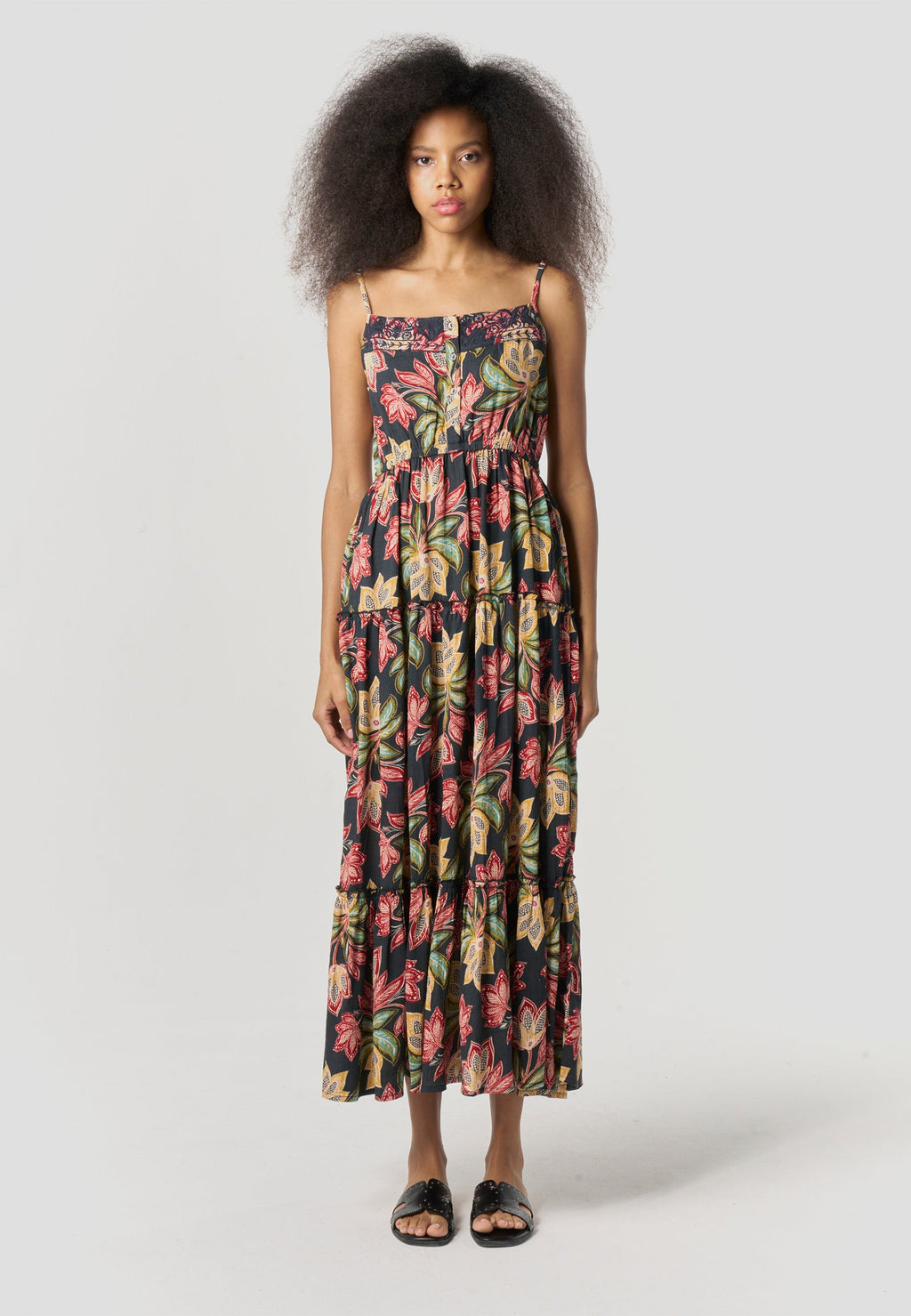Vestido Mujer Largo Tirantes Estampado Fluido – Koroshi 2612VS90
