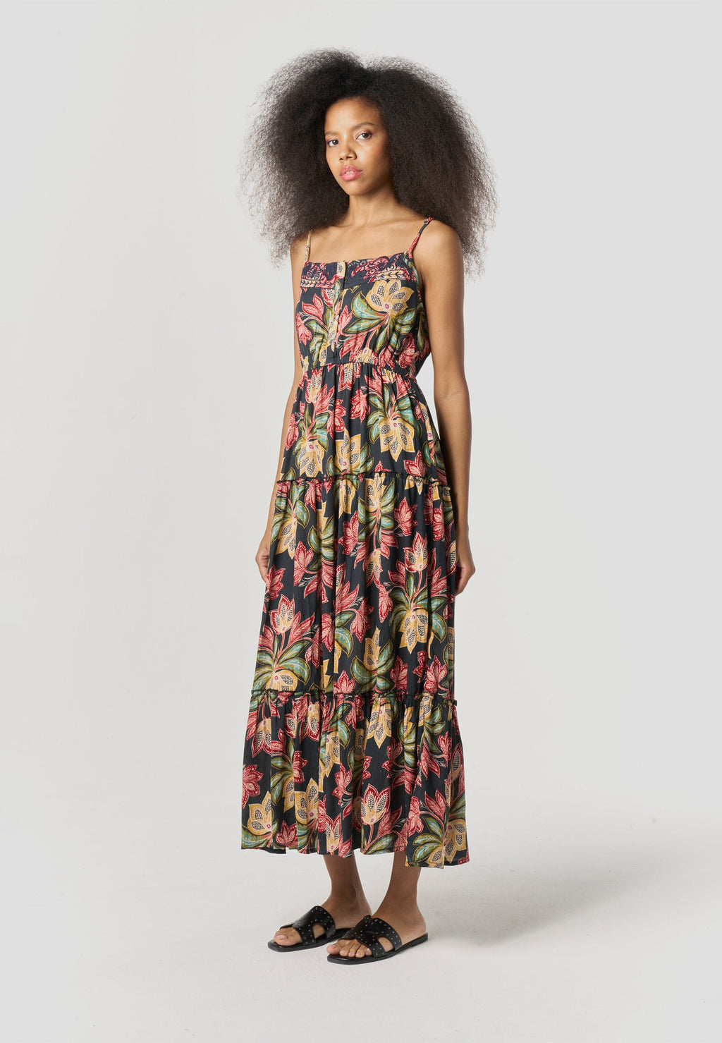 Vestido Mujer Largo Tirantes Estampado Fluido – Koroshi 2612VS90