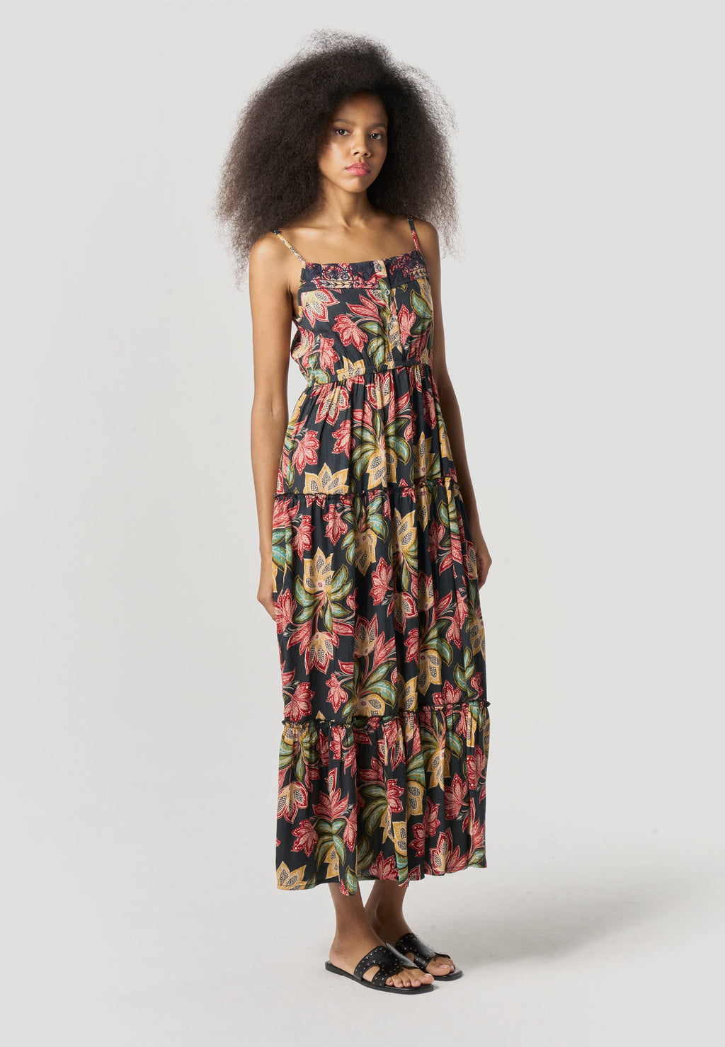 Vestido Mujer Largo Tirantes Estampado Fluido – Koroshi 2612VS90