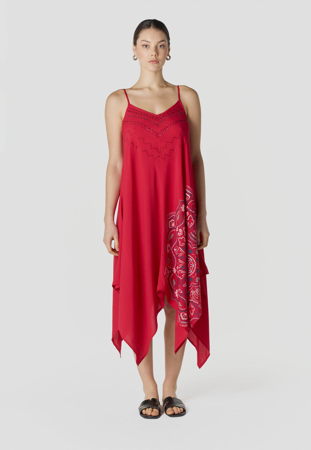 Vestido Mujer Largo Tirantes Estampado Mandala Asimétrico – Koroshi 2612VS91